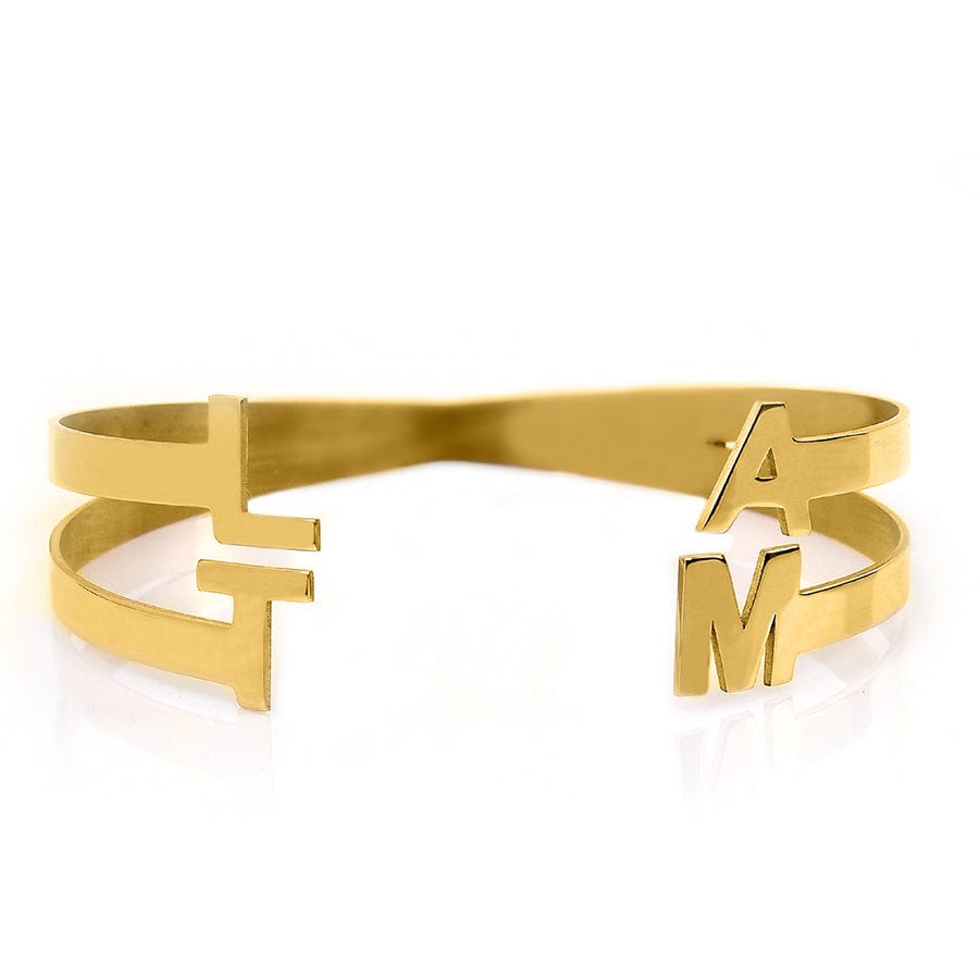 Monogram Cuff bracelet - Custom engraved in various widths 14k gold filled,  Rose gold filled or sterling silver Adjustable cuff bangle