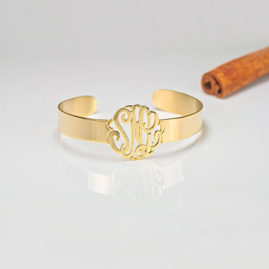 Sterling Silver & Gold Monogram Cuff Bracelet