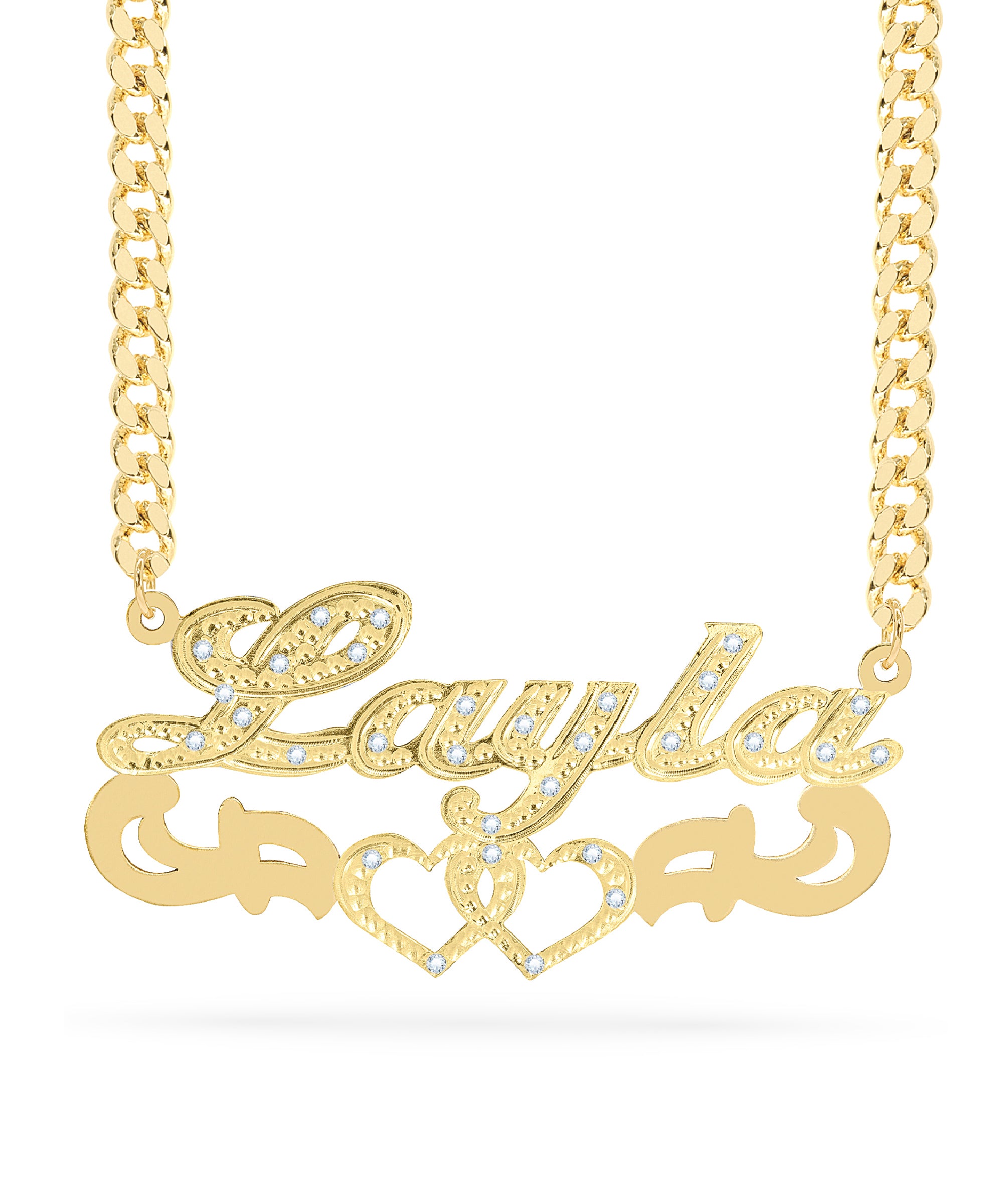 Diamond Custom Necklace w/ Love Hearts "Layla"