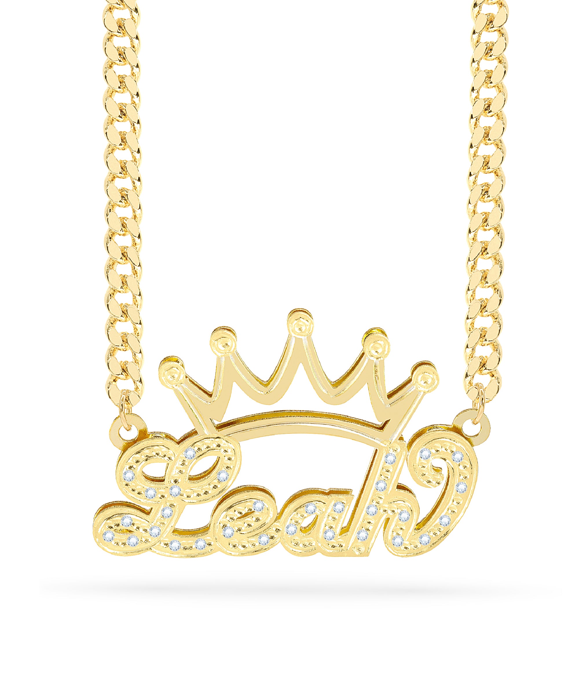 Diamonds Double Plated Name Necklace "Leah"