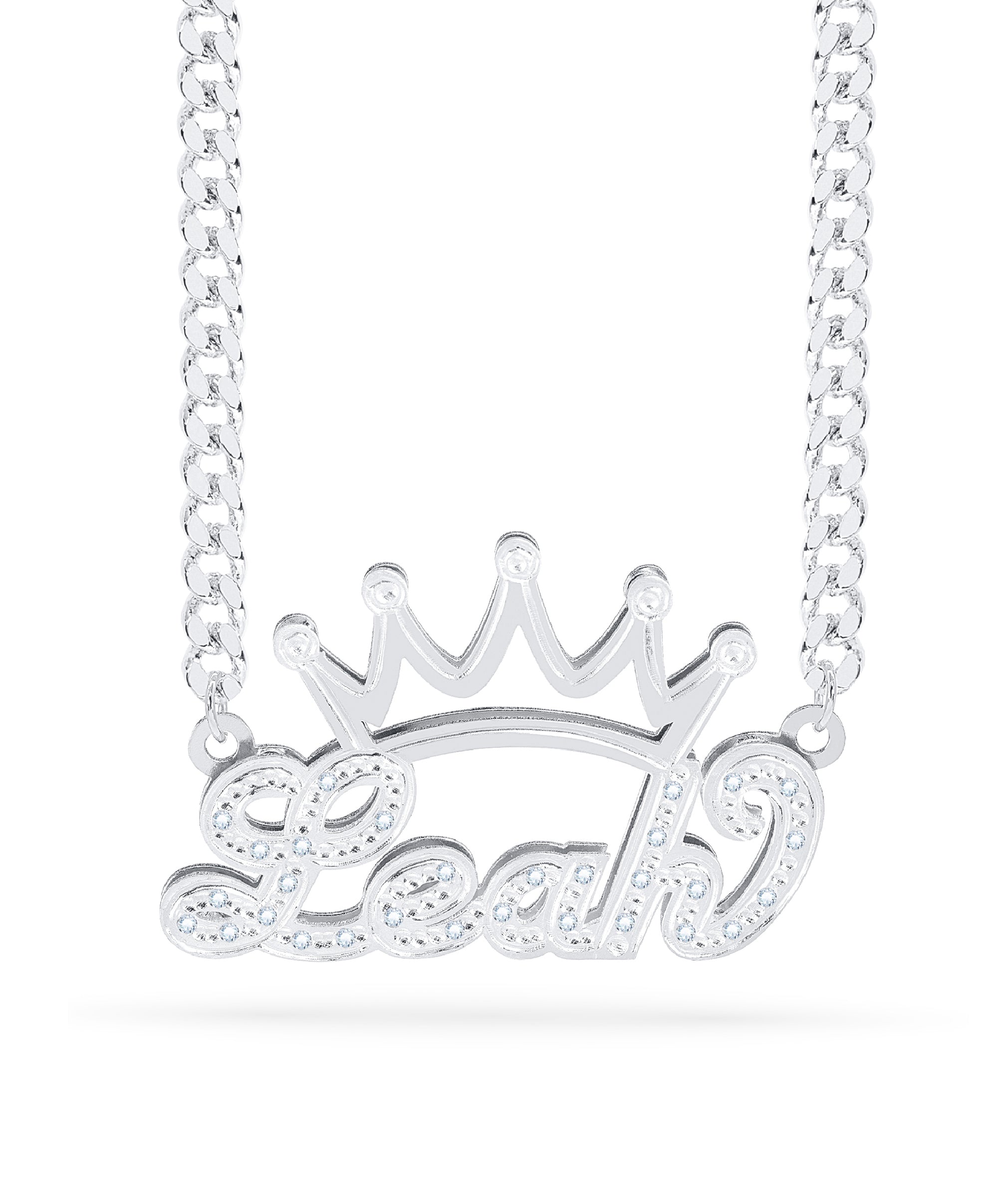 Diamonds Double Plated Name Necklace "Leah"