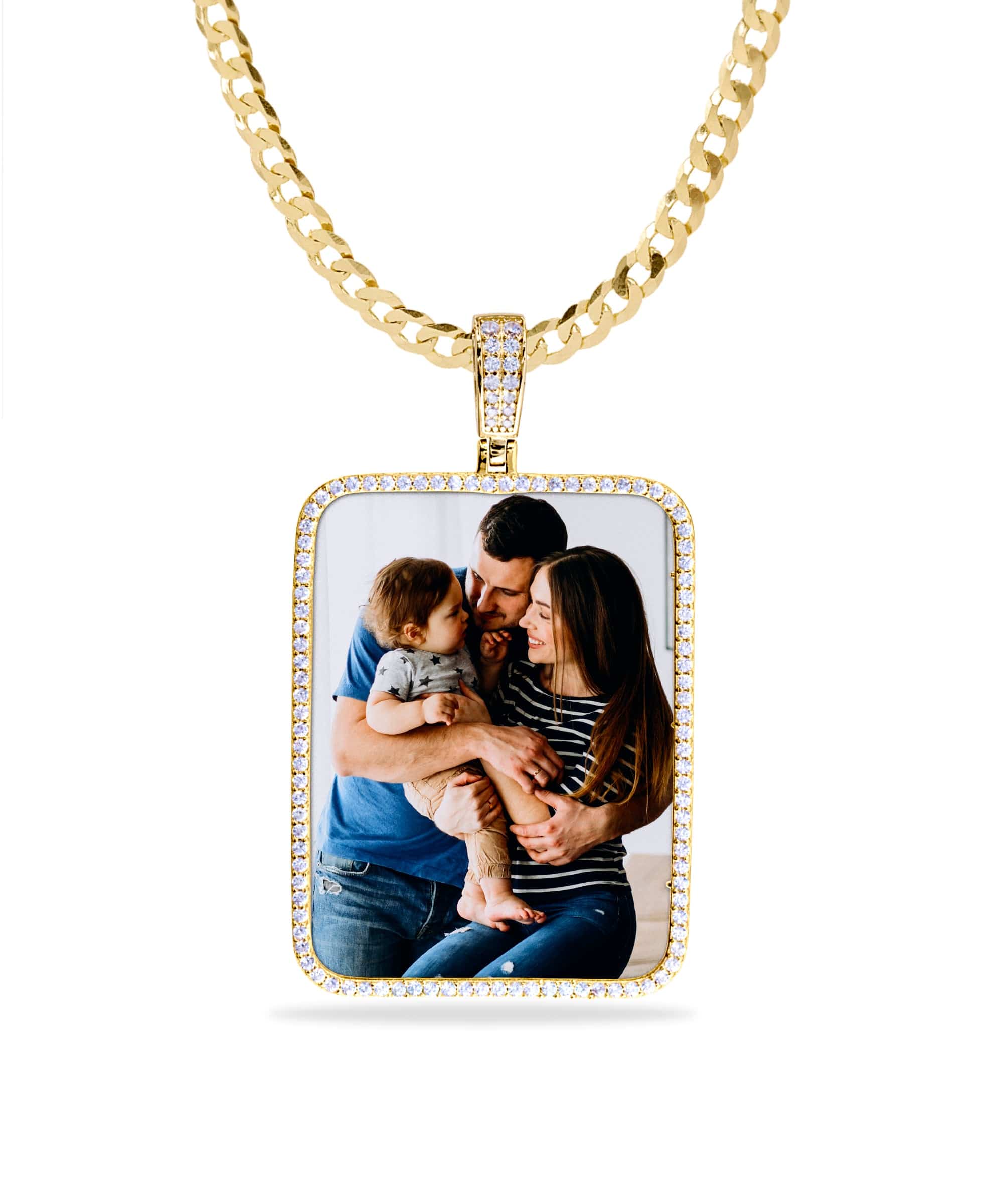 Iced Out Rectangle Photo Pendant