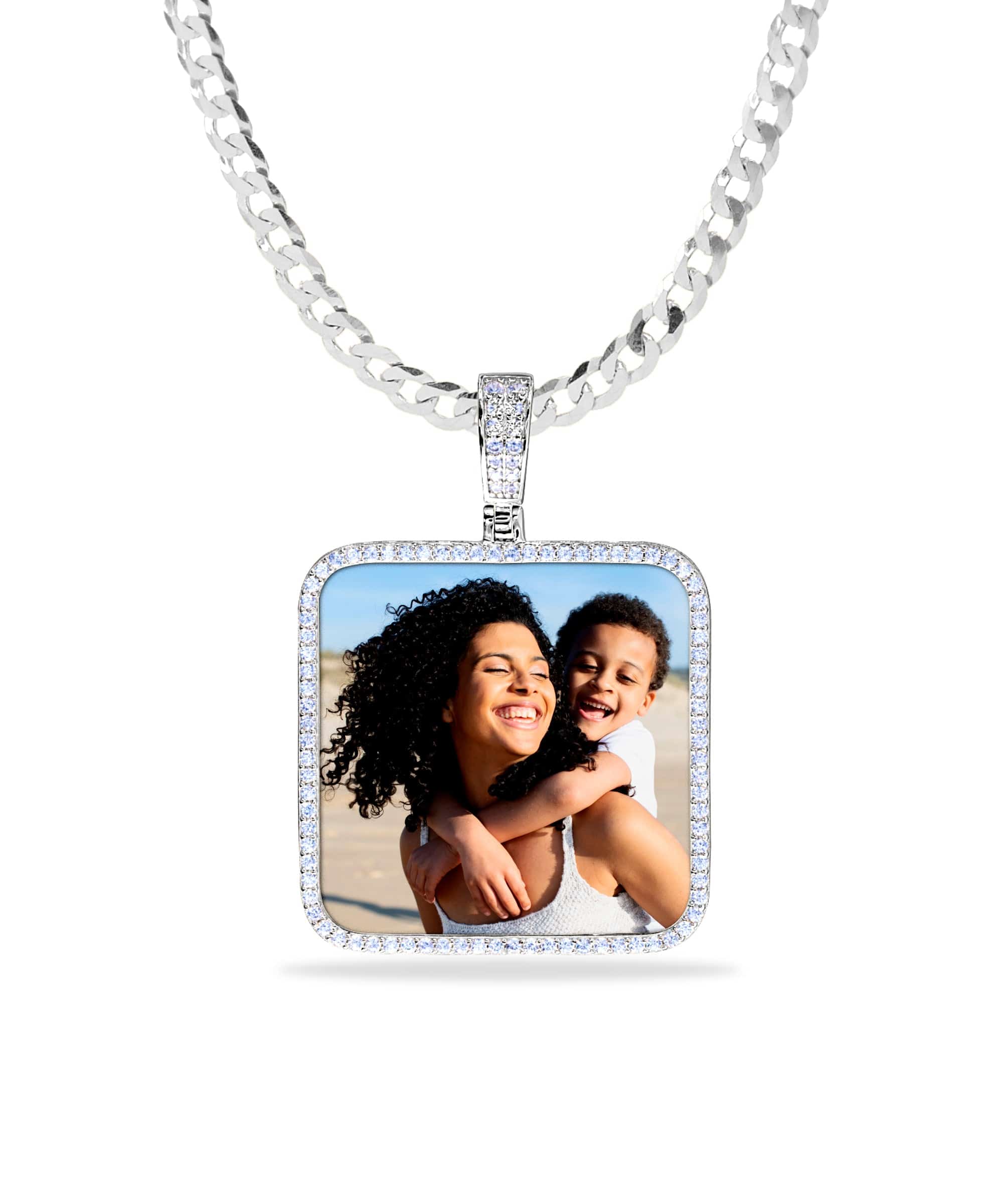 Iced Out Square Photo Pendant