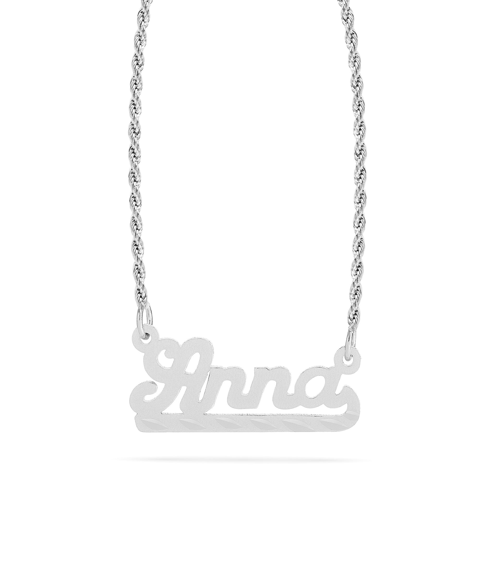 Personalized Name necklace with  Diamond Cut and Satin Finish "Anna"