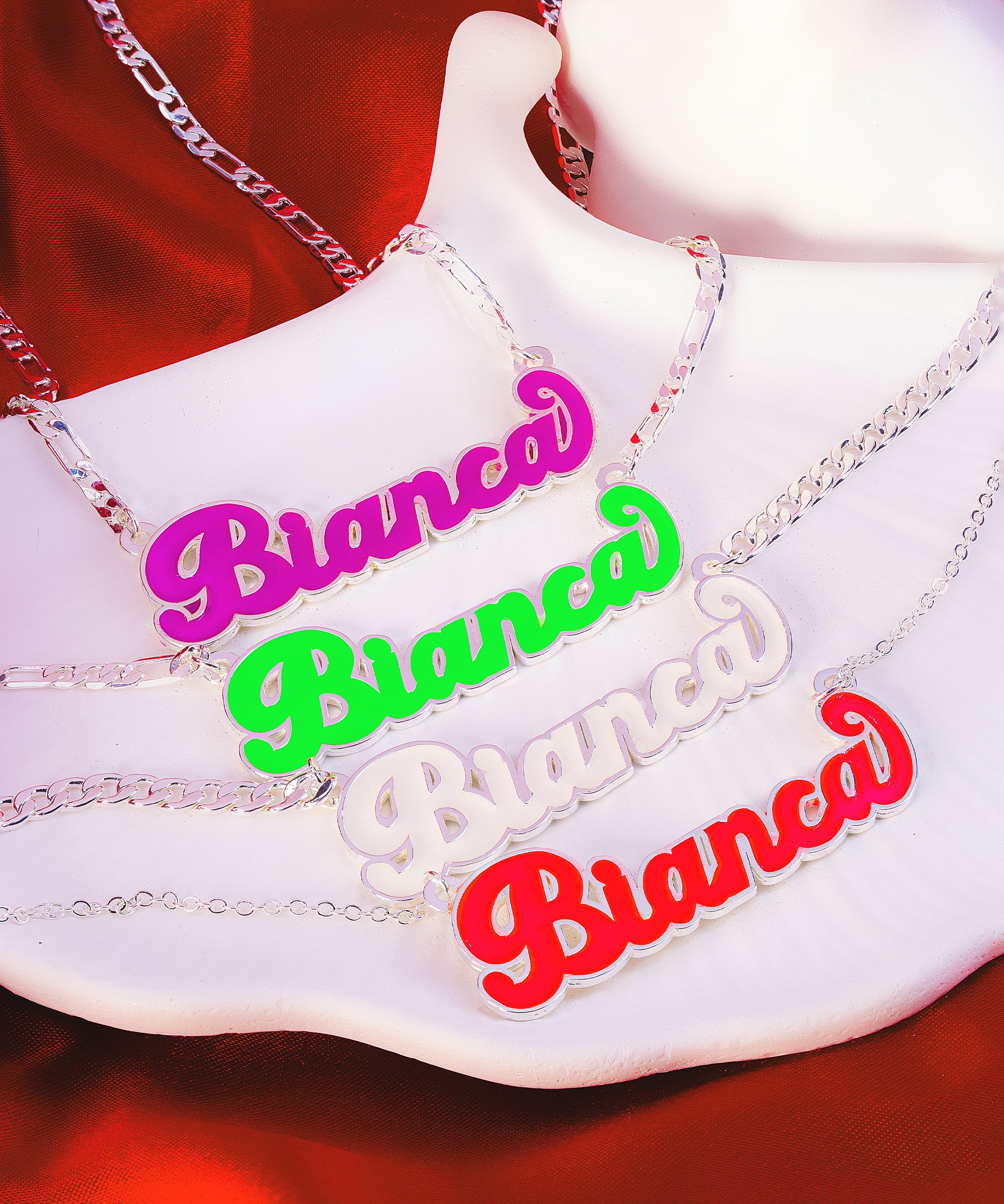 Backwards Ru Nameplate Custom Glow in the Dark Nameplate Necklace