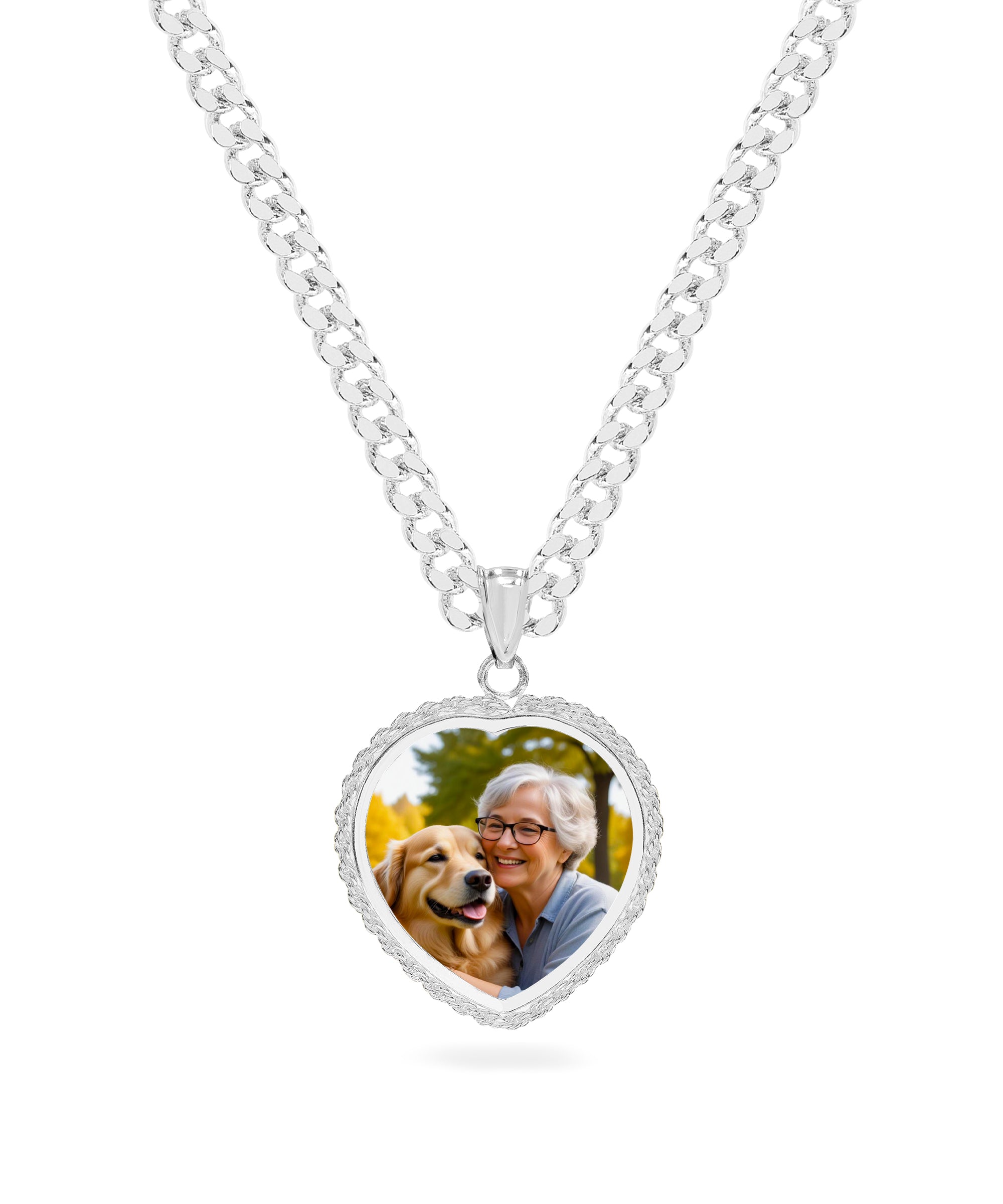 Rope Frame Heart Shape Photo Necklace