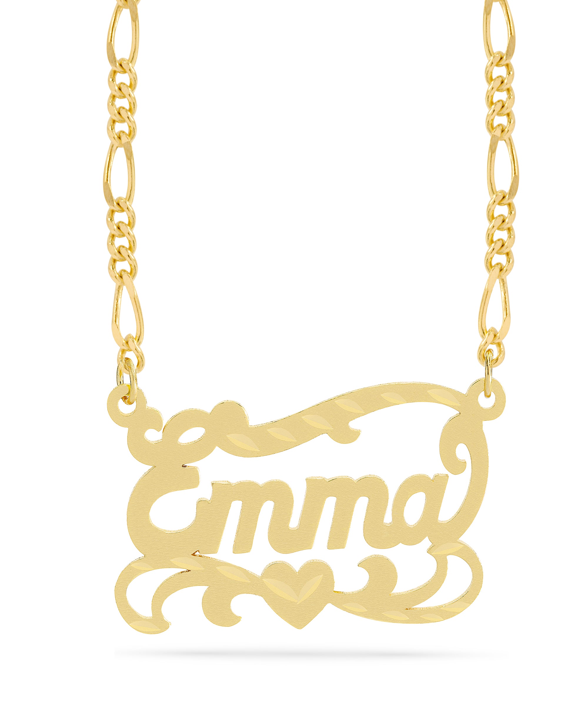Personalized Name necklace with  Diamond Cut and Satin Finish "Emma"