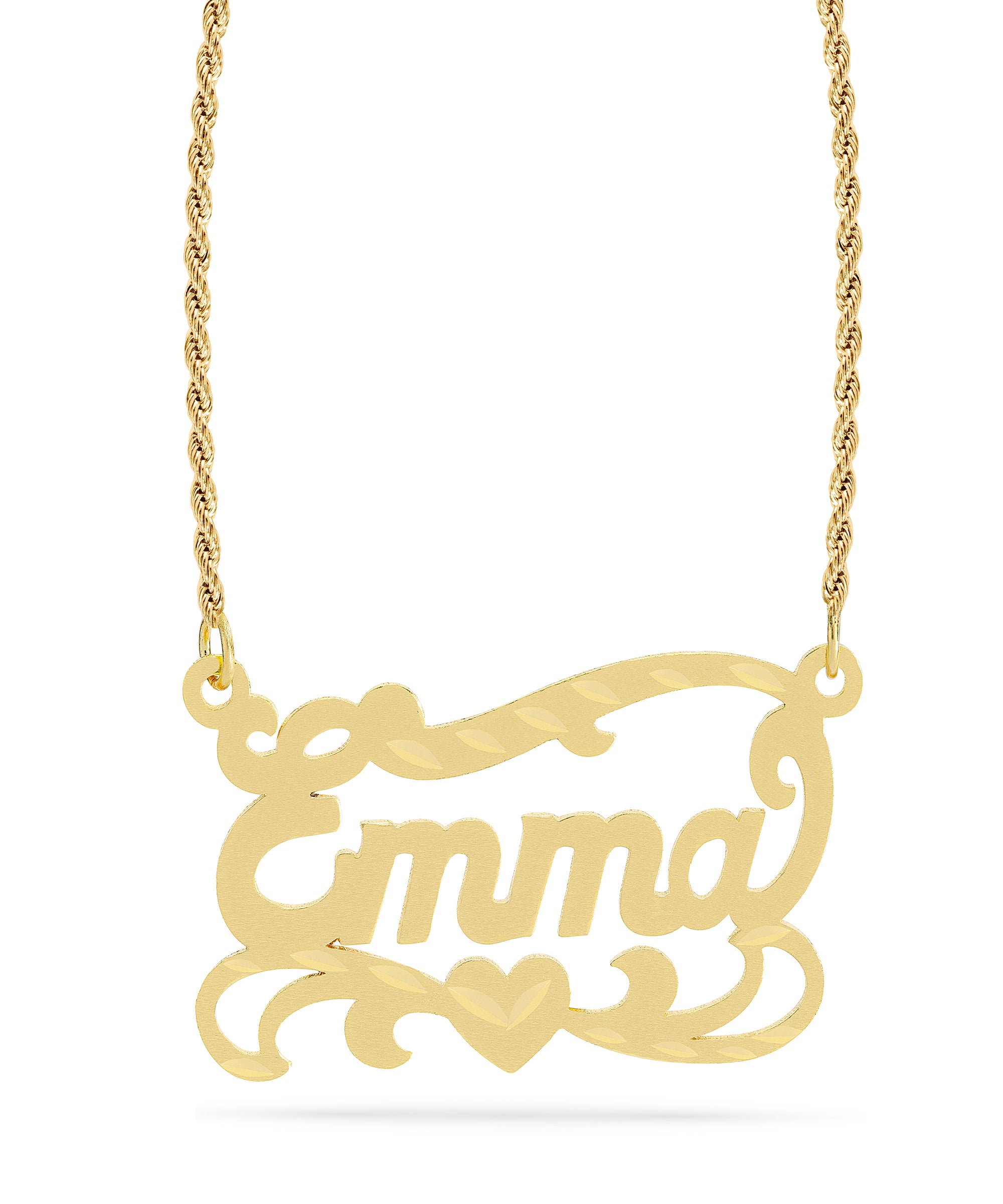 Personalized Name necklace with  Diamond Cut and Satin Finish "Emma"