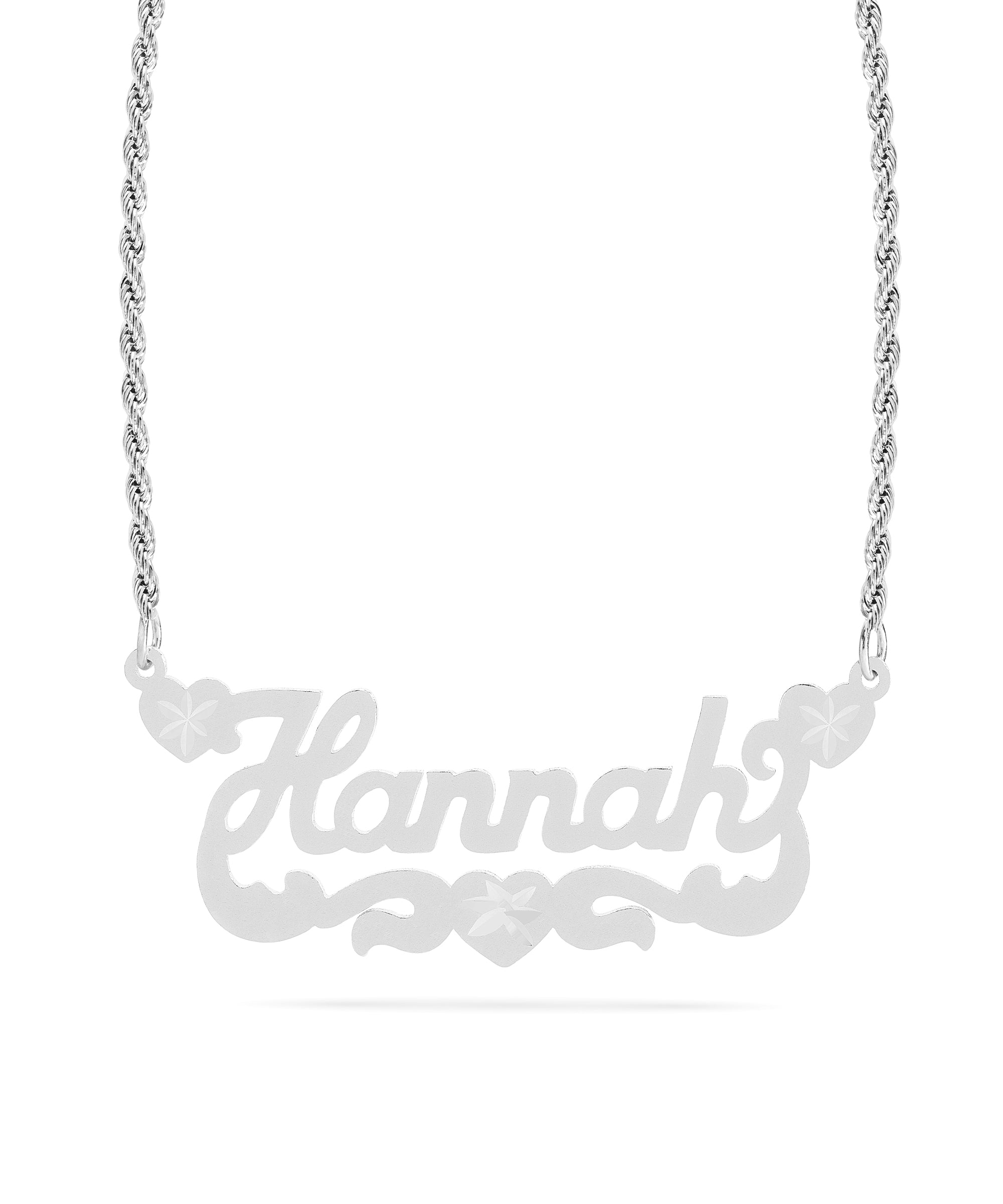 Personalized Name necklace with Satin and Heart "Hannah"