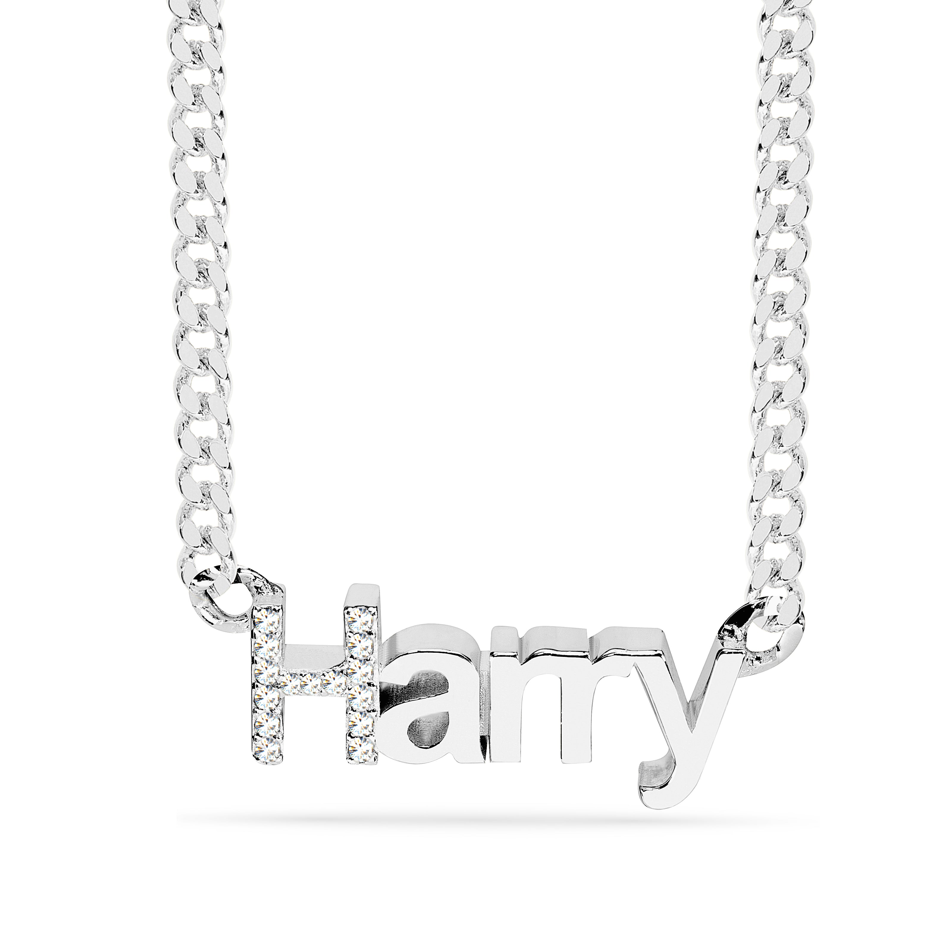 Personalized CZ Initial 3D Name Necklace "Harry"