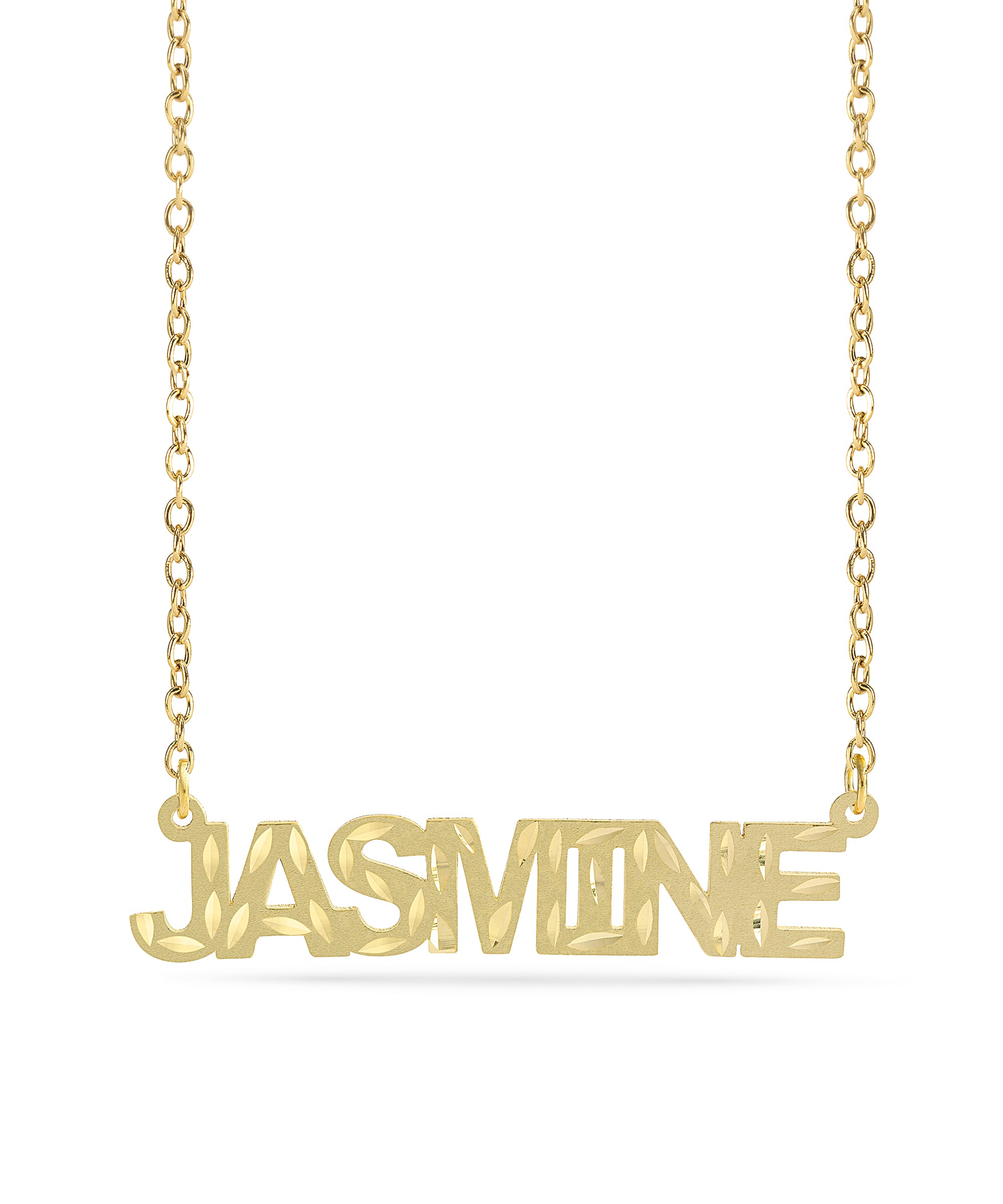 Personalized Name necklace with  Diamond Cut and Satin Finish "JASMINE"