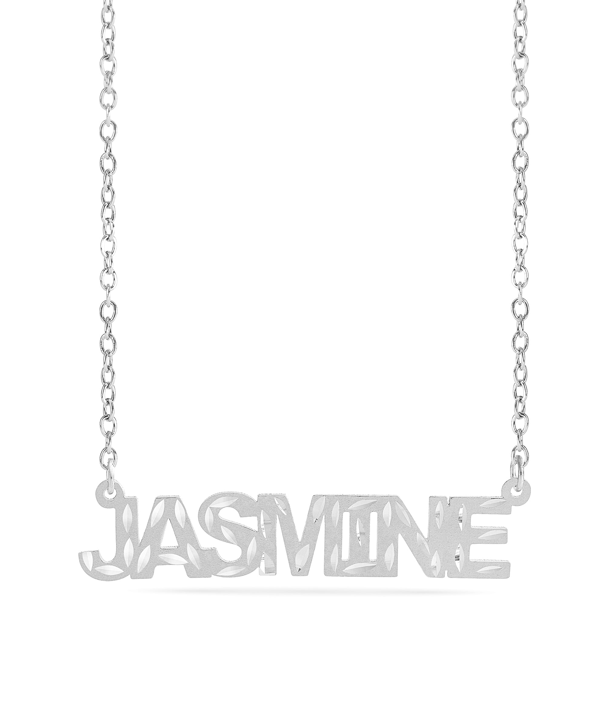 Personalized Name necklace with  Diamond Cut and Satin Finish "JASMINE"
