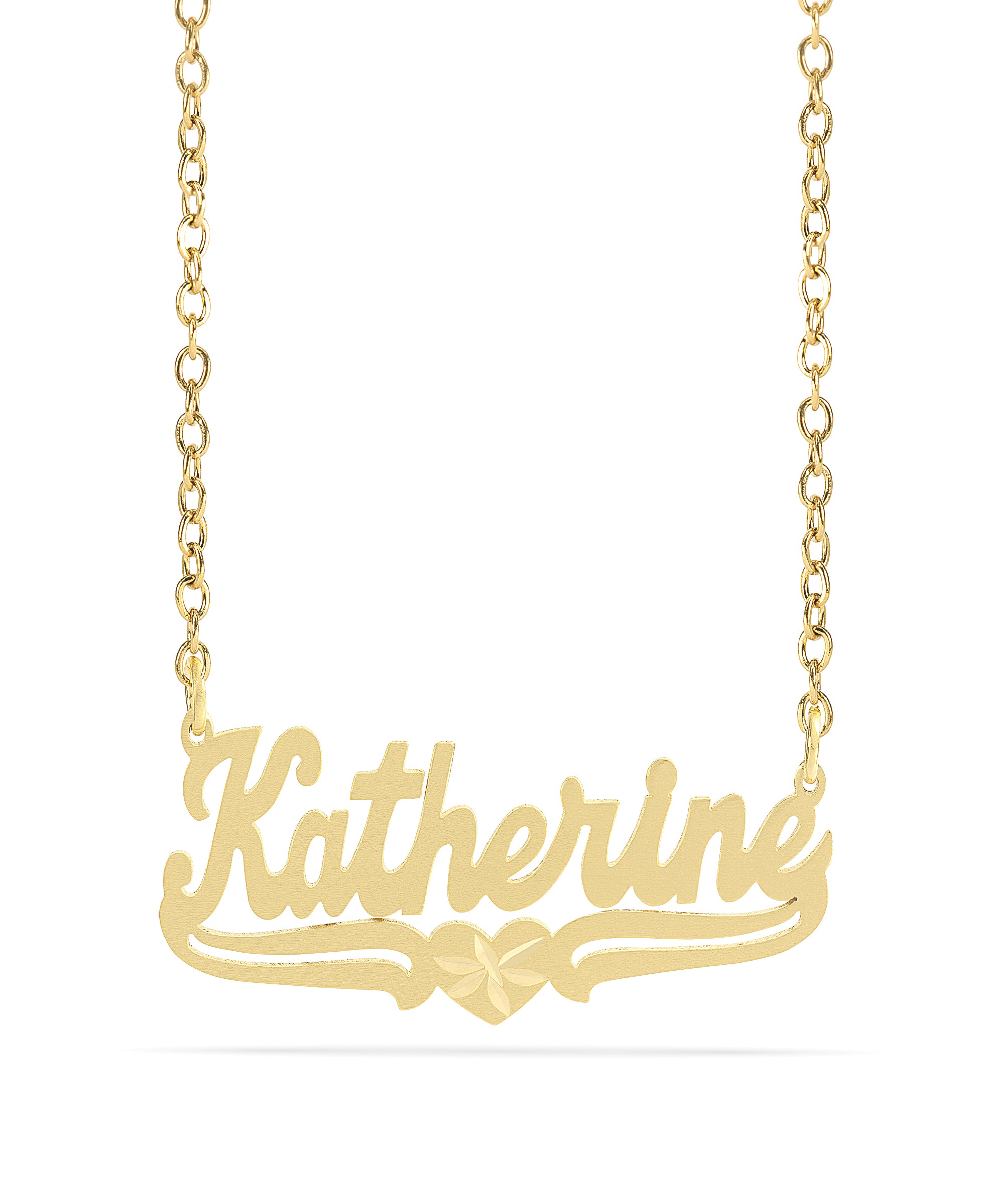 Personalized Name necklace with Satin and Heart "Katherine"