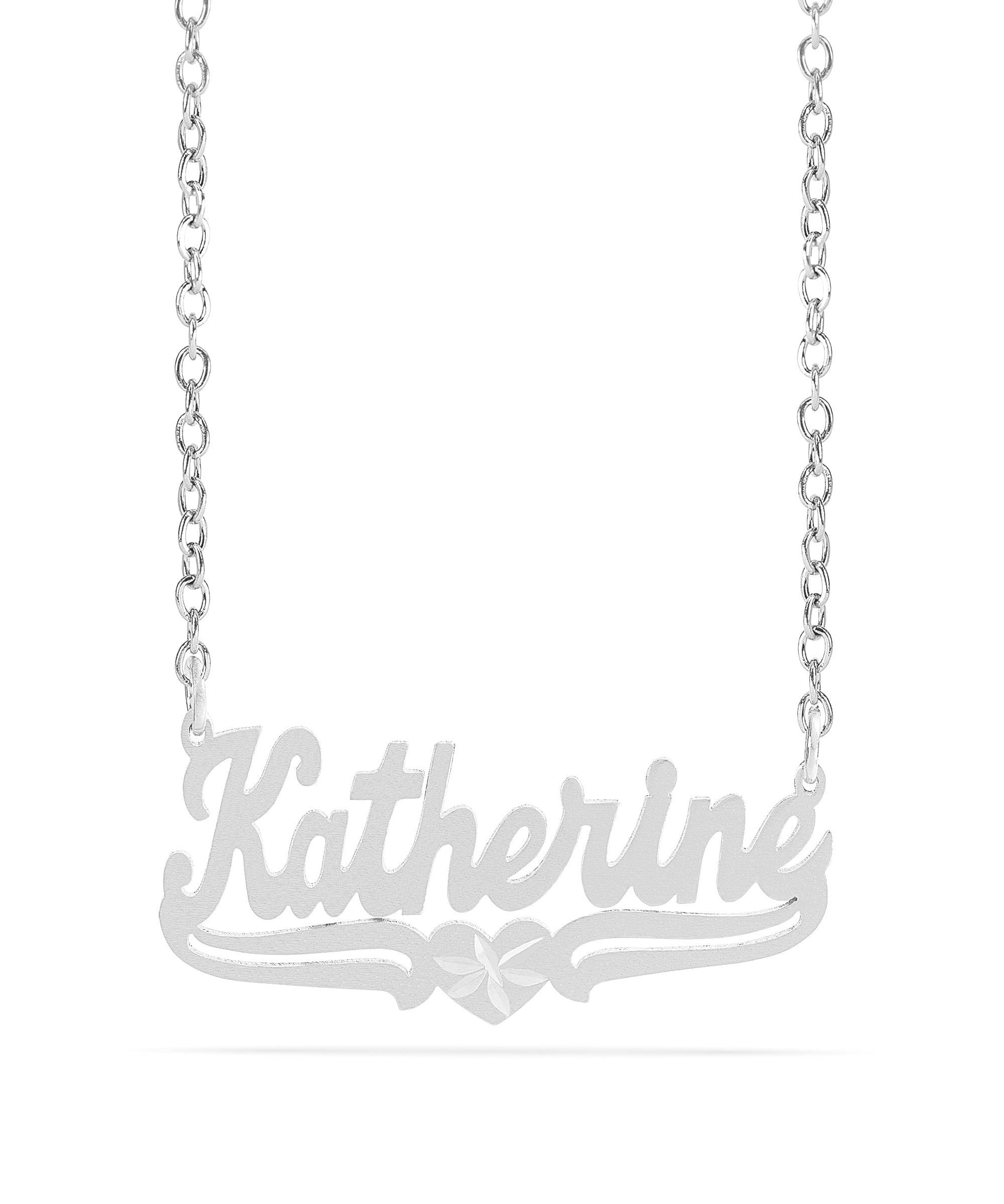 Personalized Name necklace with Satin and Heart "Katherine"