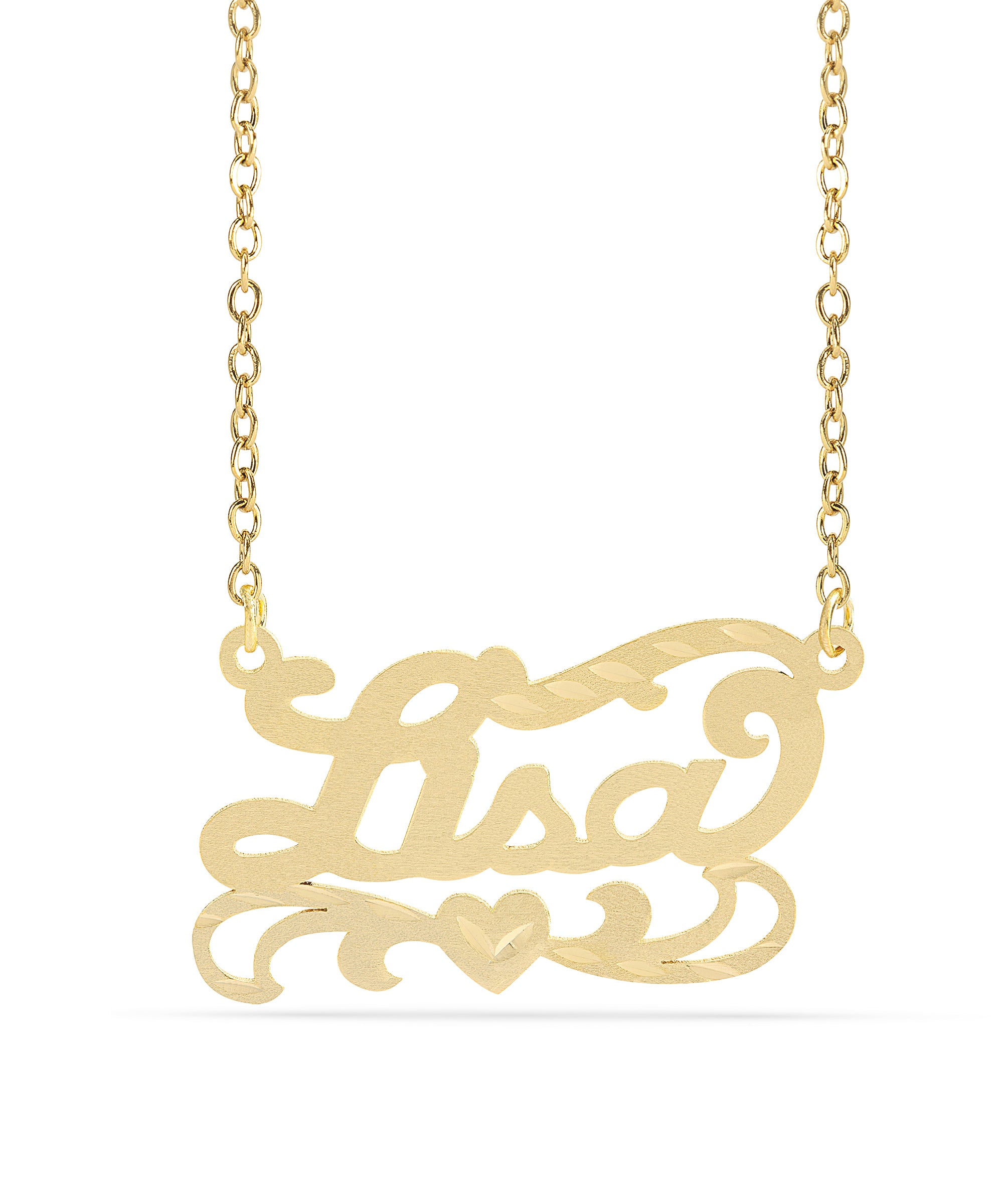 Personalized Name necklace with  Diamond Cut and Satin Finish "Lisa"