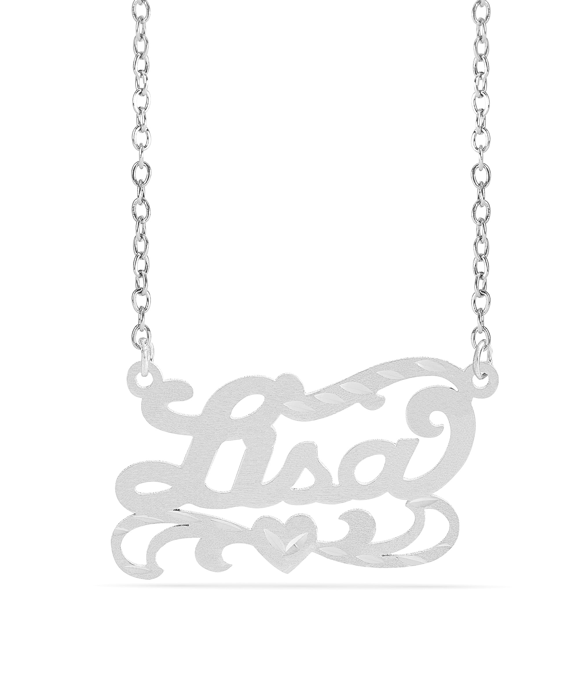 Personalized Name necklace with  Diamond Cut and Satin Finish "Lisa"