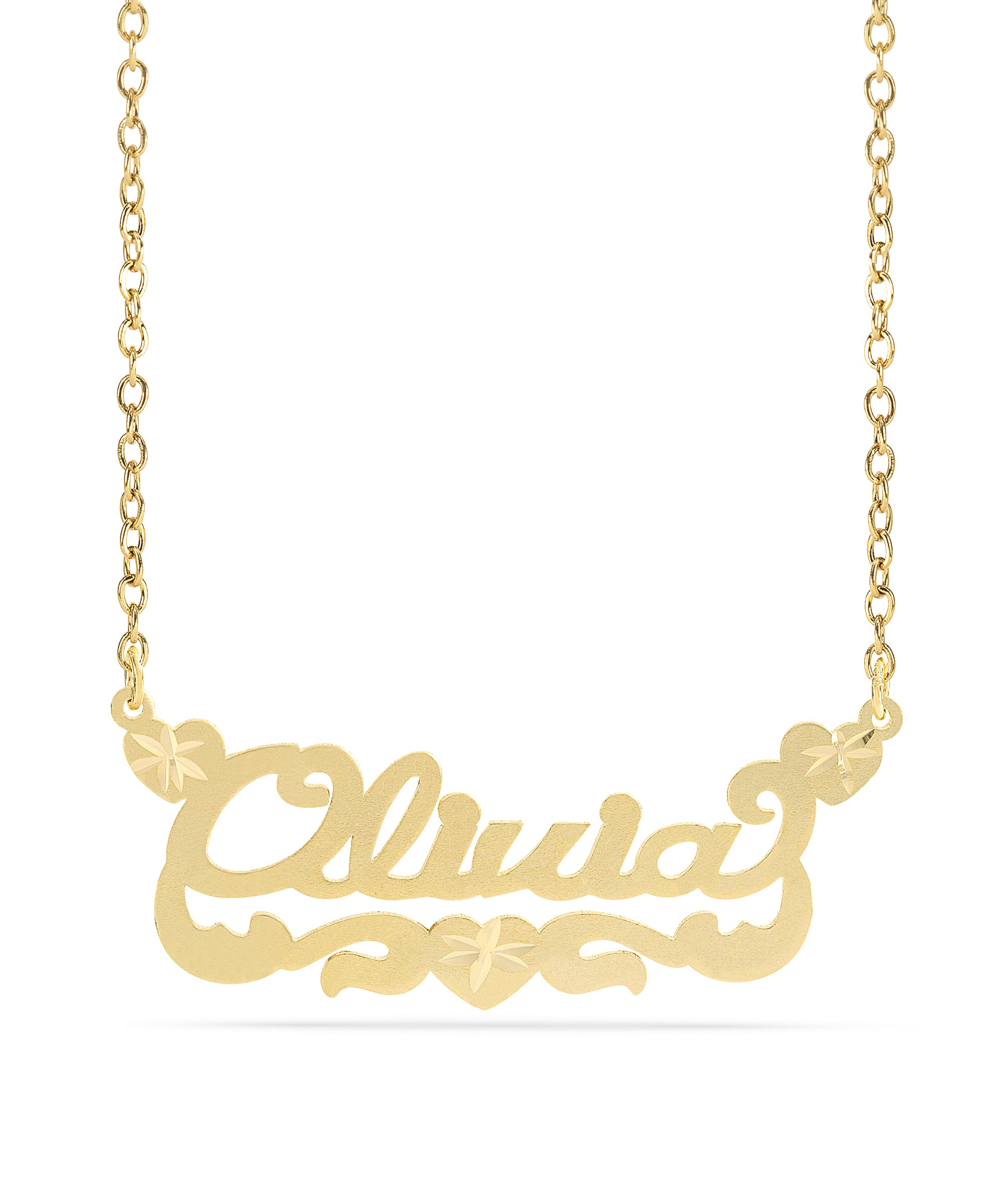 Personalized Name necklace with Satin and Heart "Olivia"