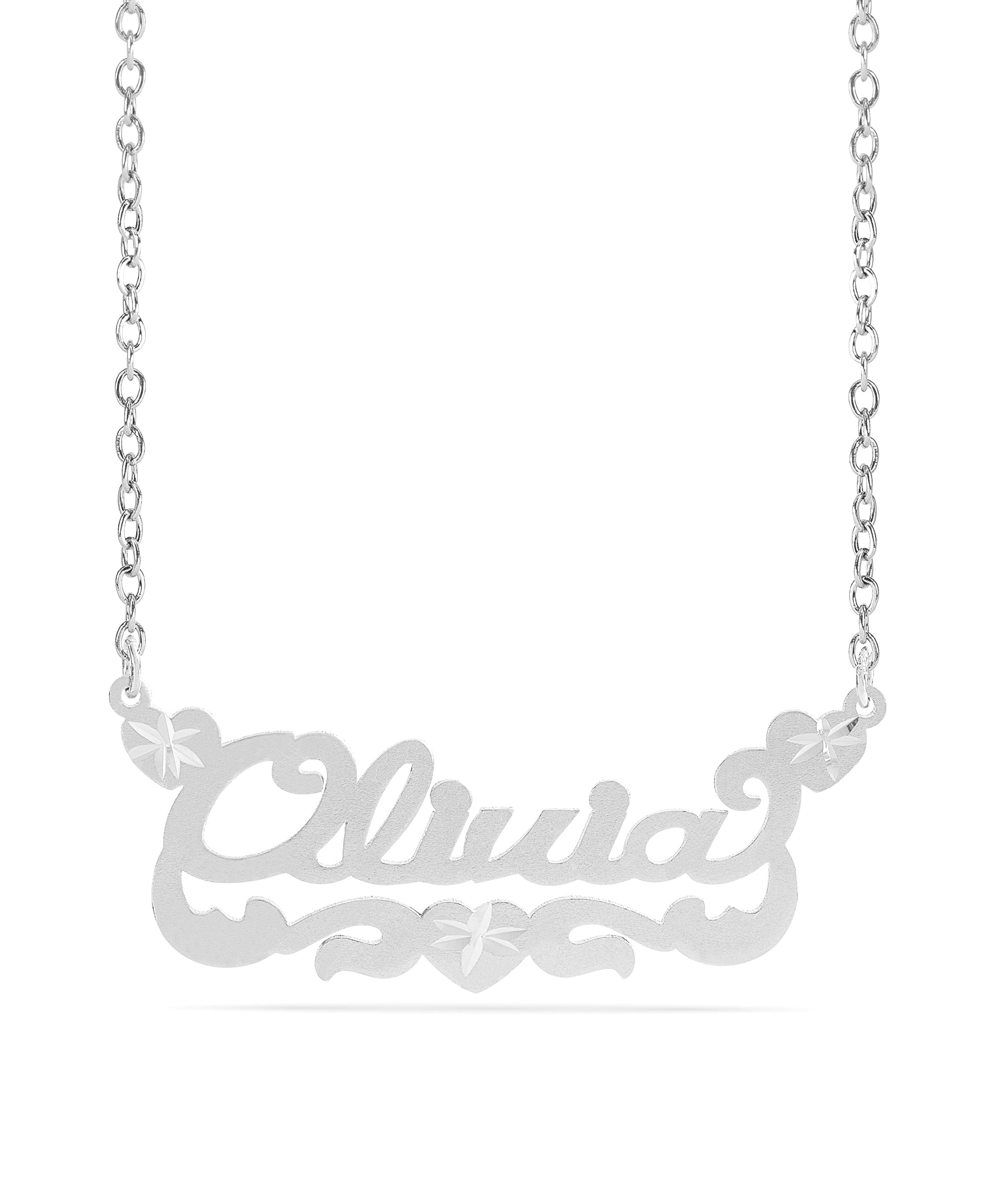 Personalized Name necklace with Satin and Heart "Olivia"