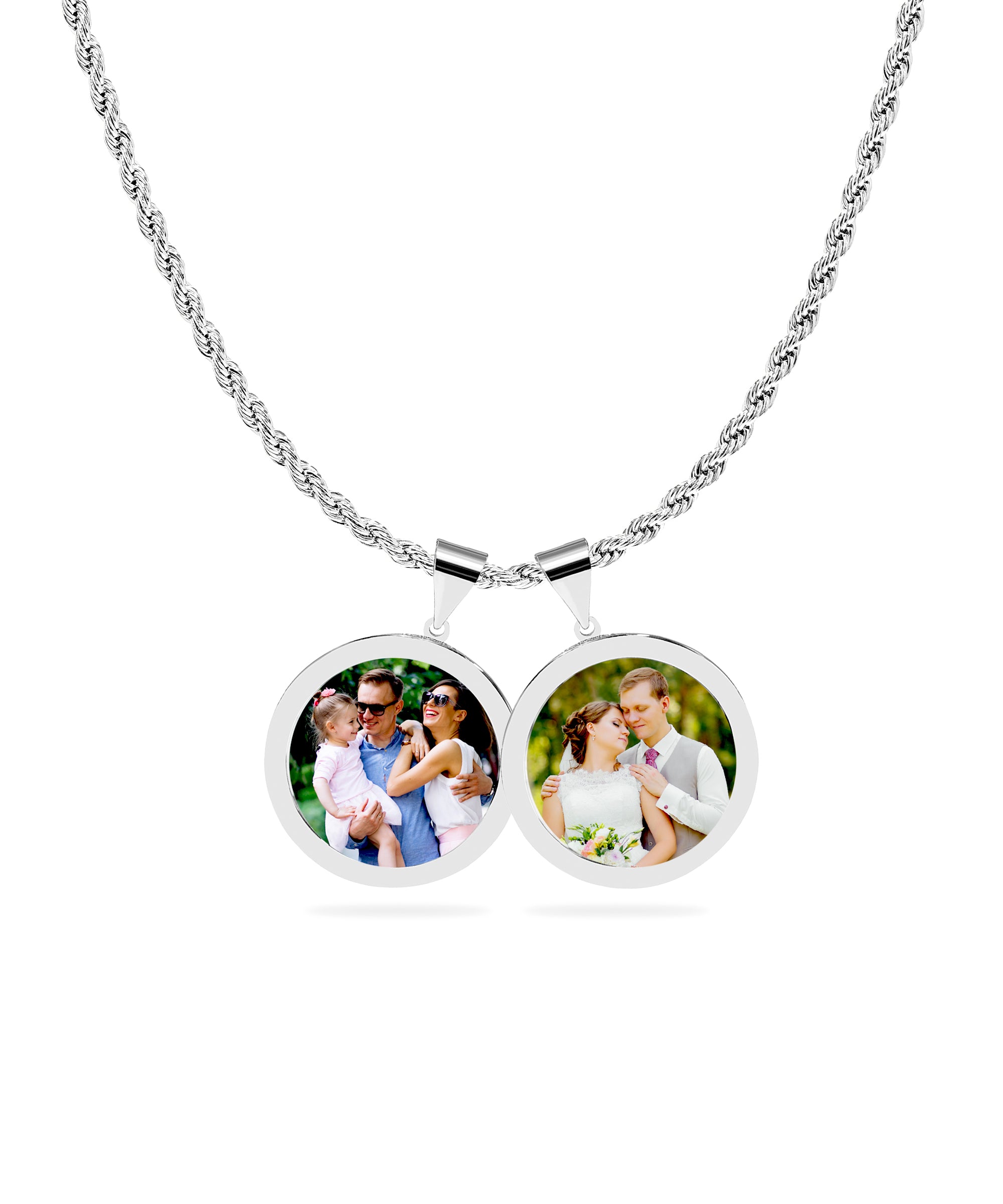 Multi-Pendants High Polished Round Photo Necklace