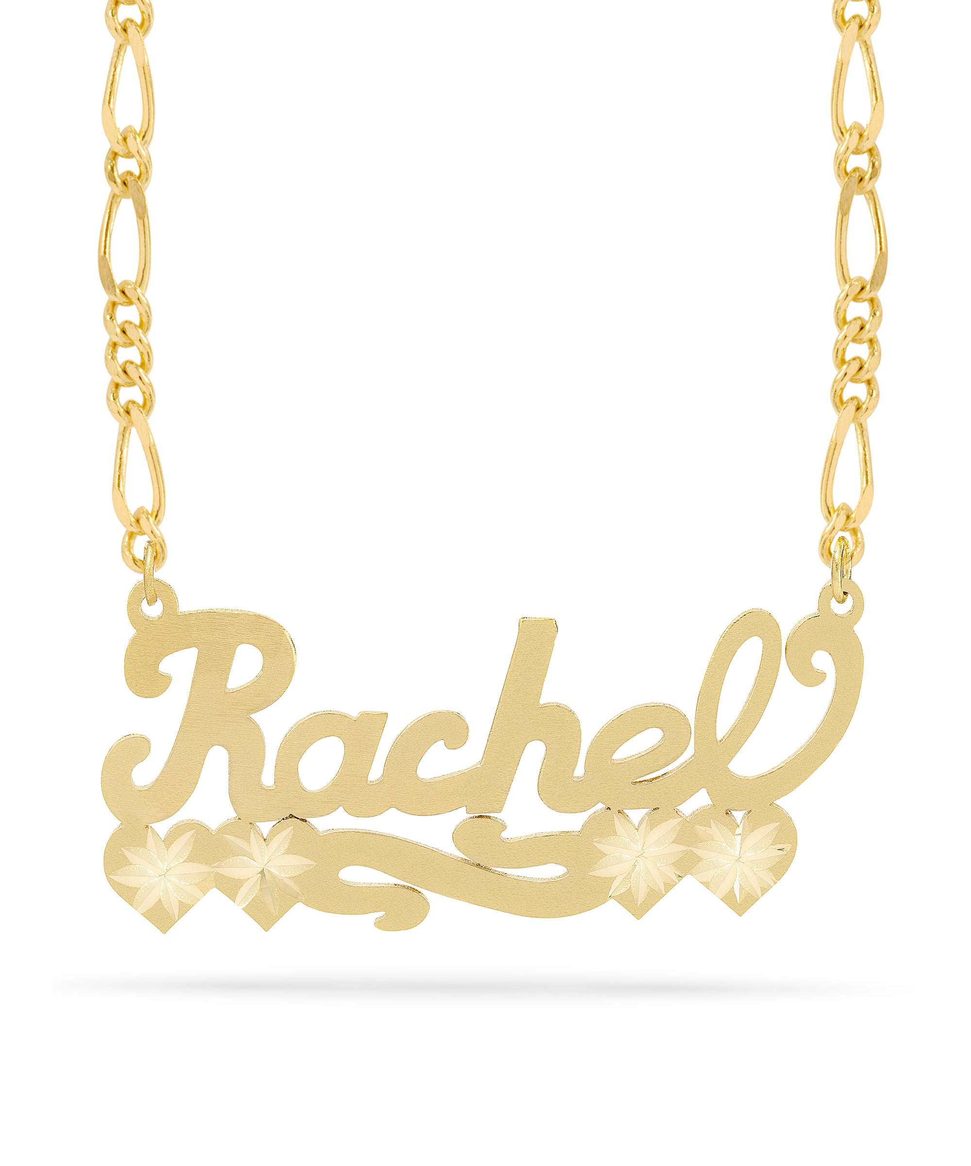 Personalized Name necklace with Satin and Hearts "Rachel"