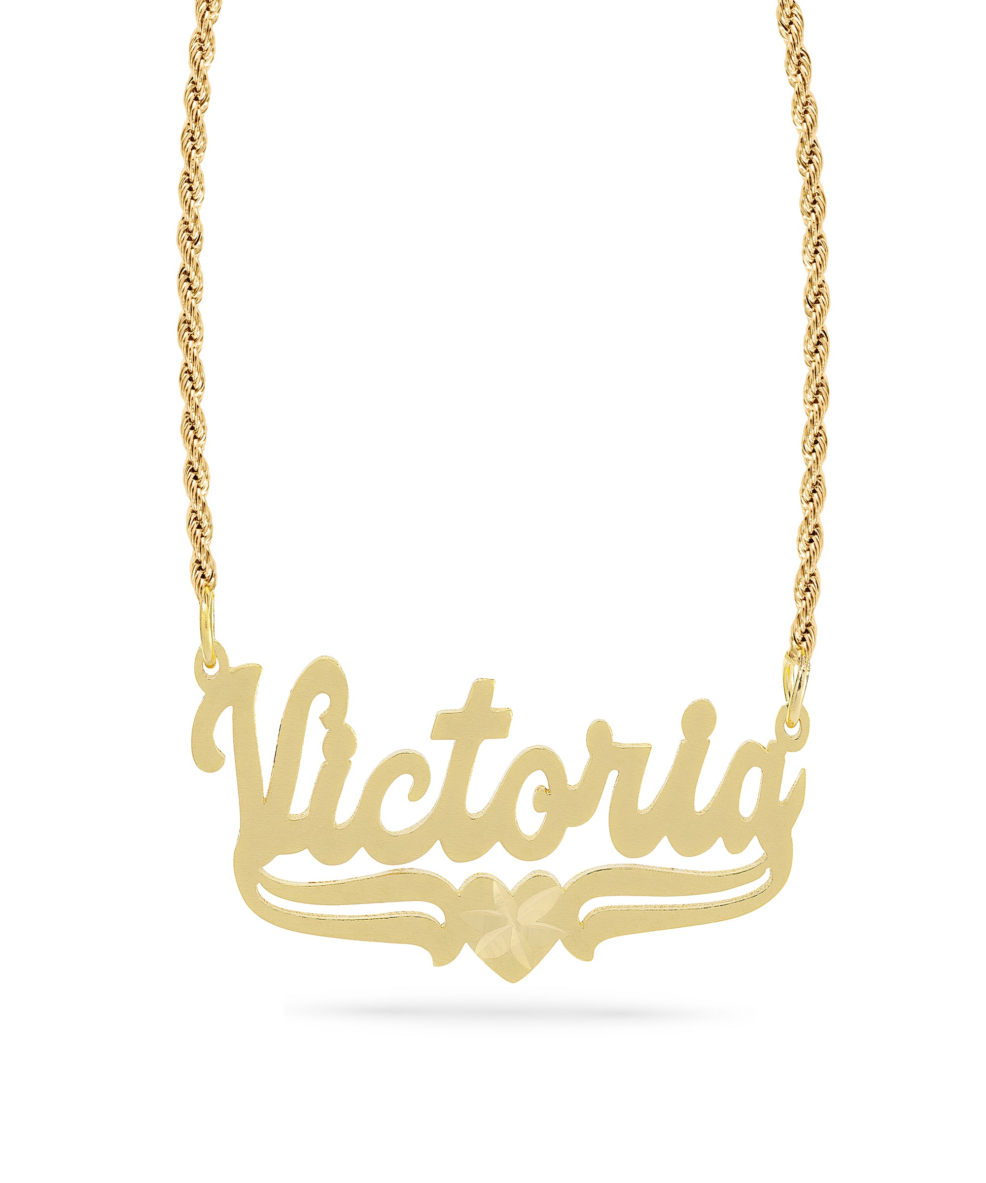 Personalized Name necklace with Satin and Heart "Victoria"