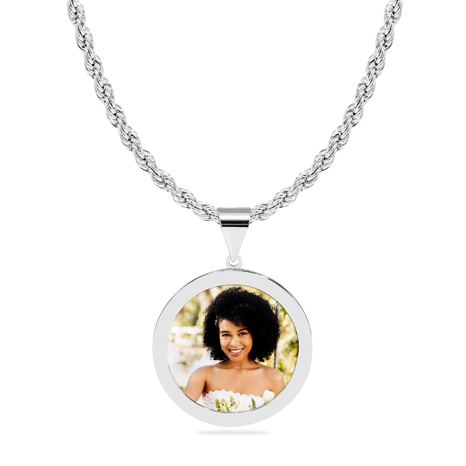 Multi-Pendants High Polished Round Photo Necklace