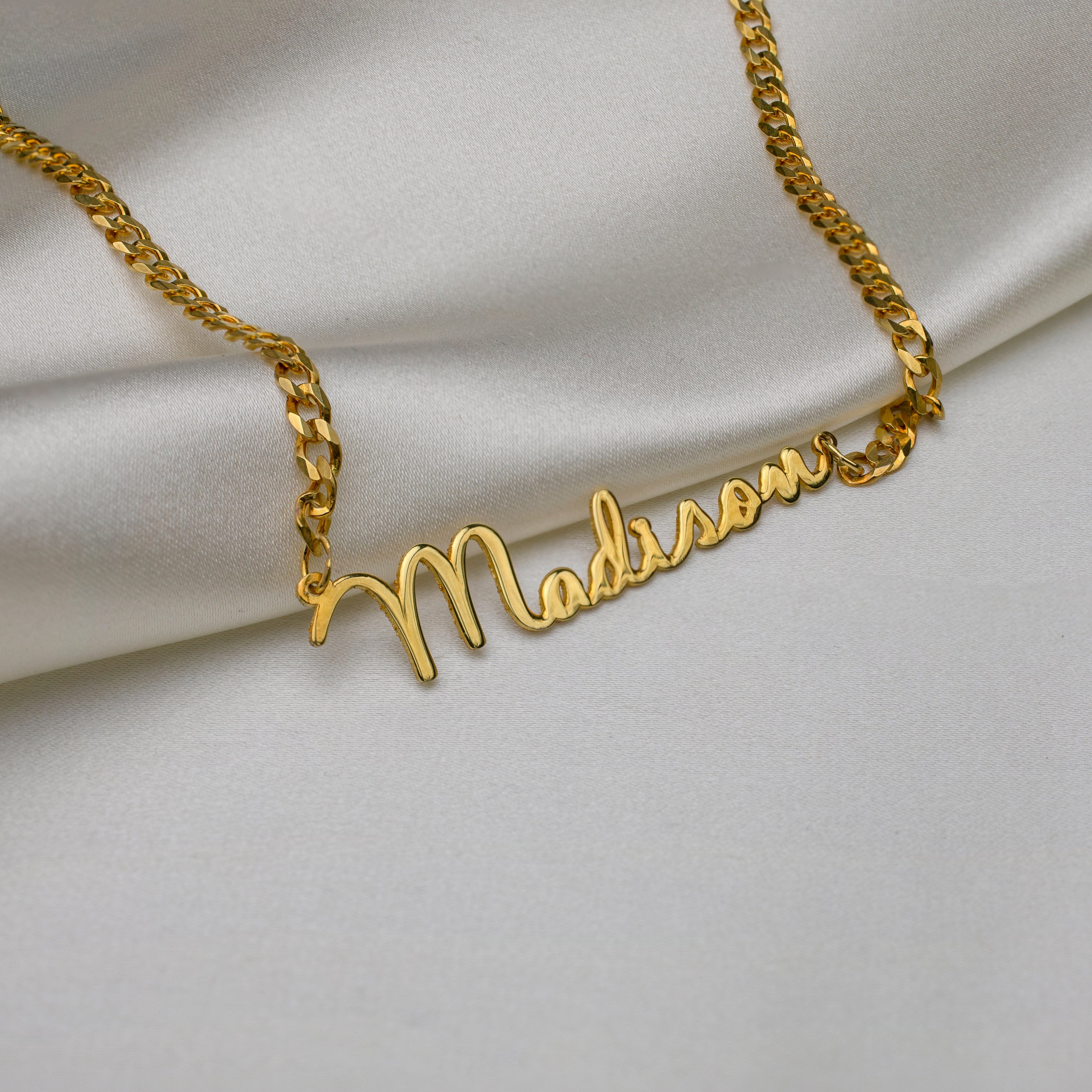 Kids Script Name Necklace with Cuban Chain