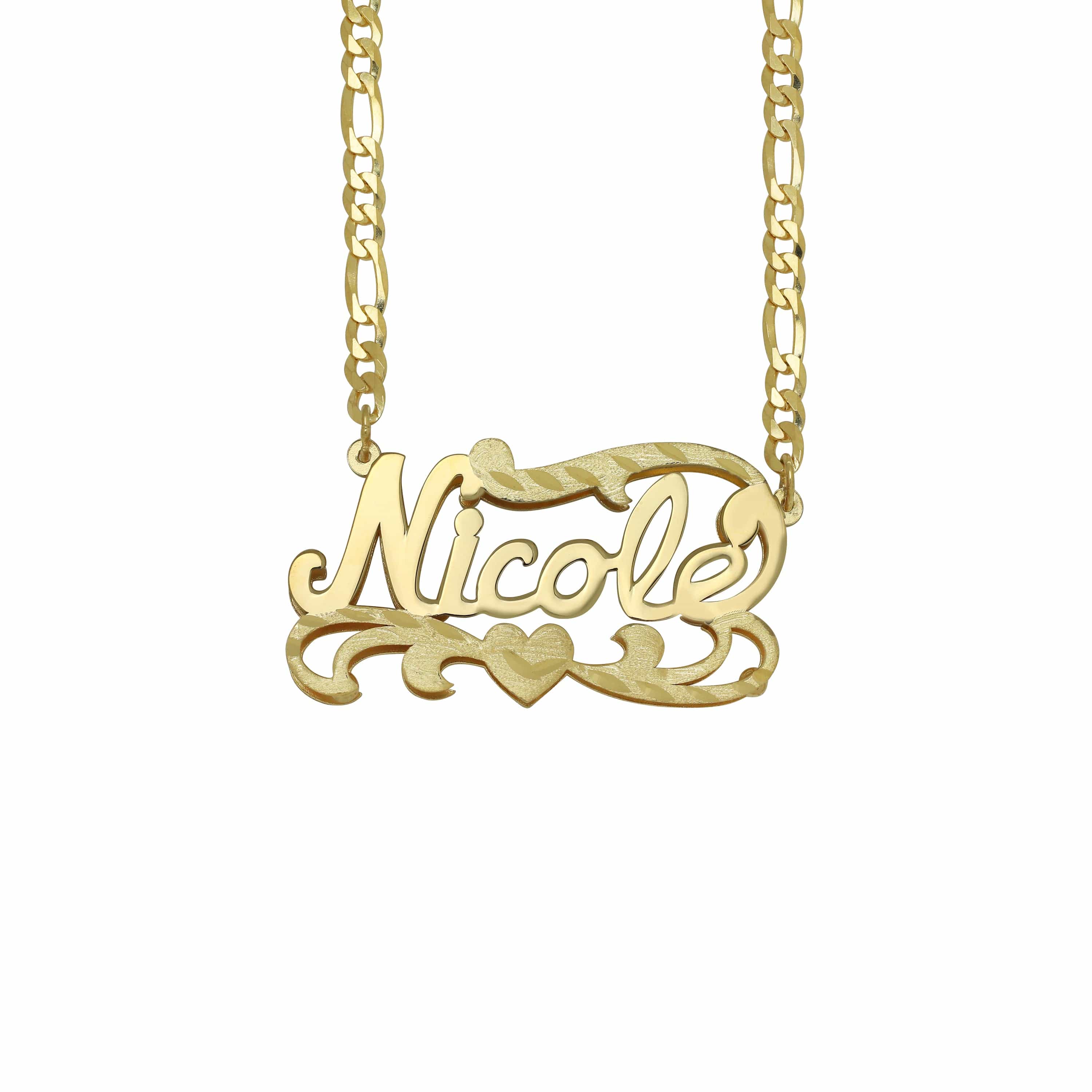 Kids Double Plated Name Necklace with Figaro Chain