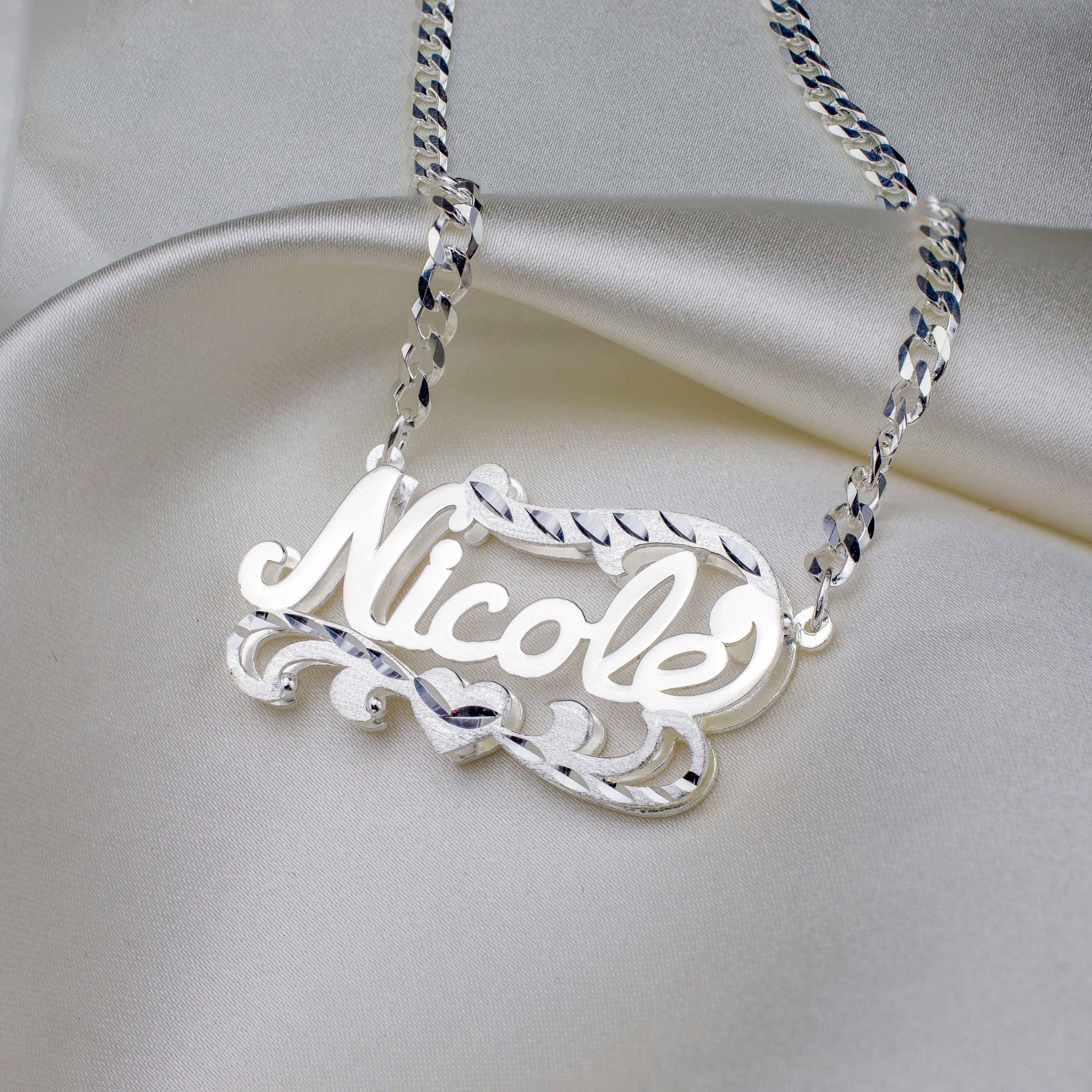 Kids Double Plated Name Necklace with Cuban Chain