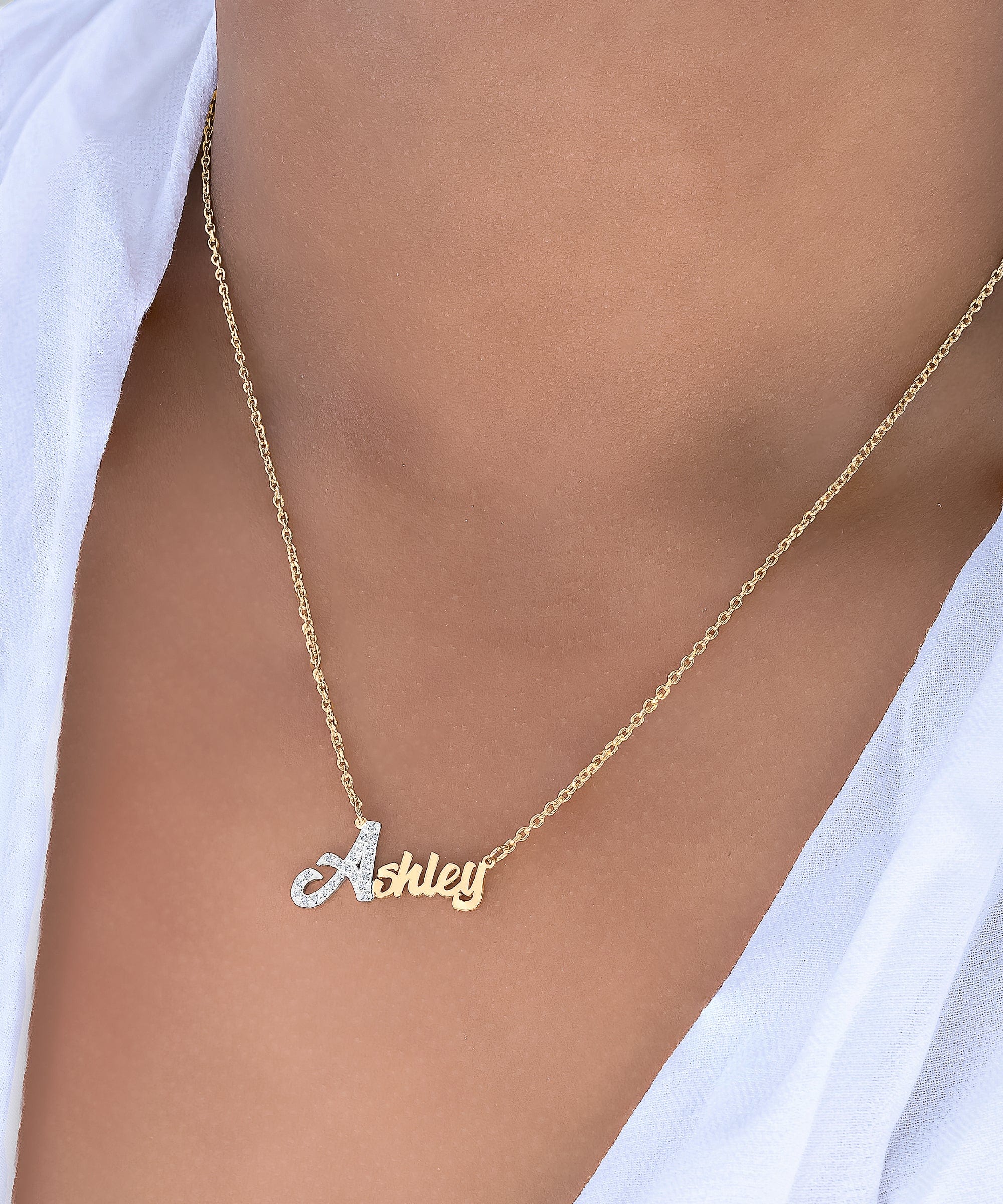 Iced Out Nameplate Necklace with Cuban Chain