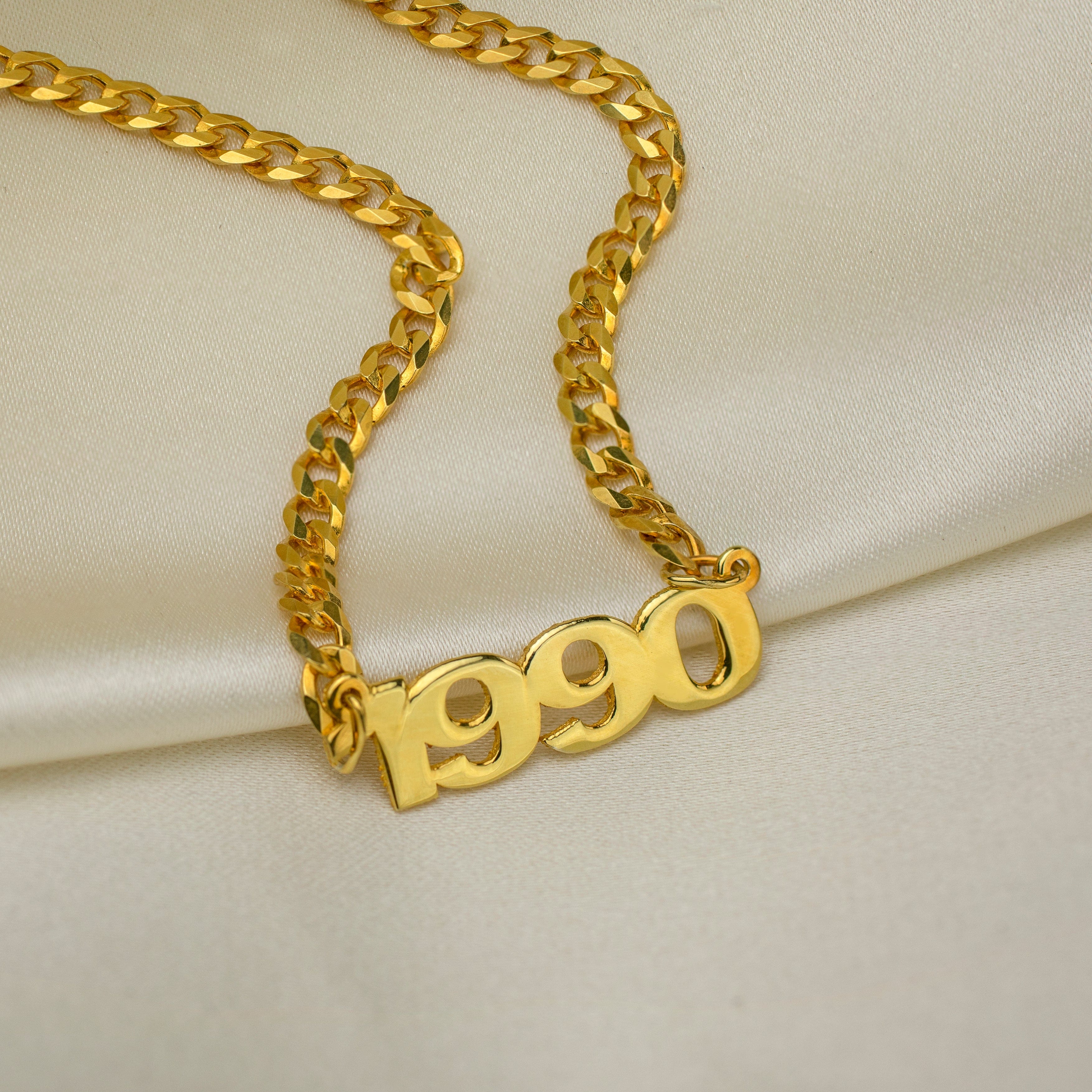 Kids Mini Year Necklace with Cuban Chain