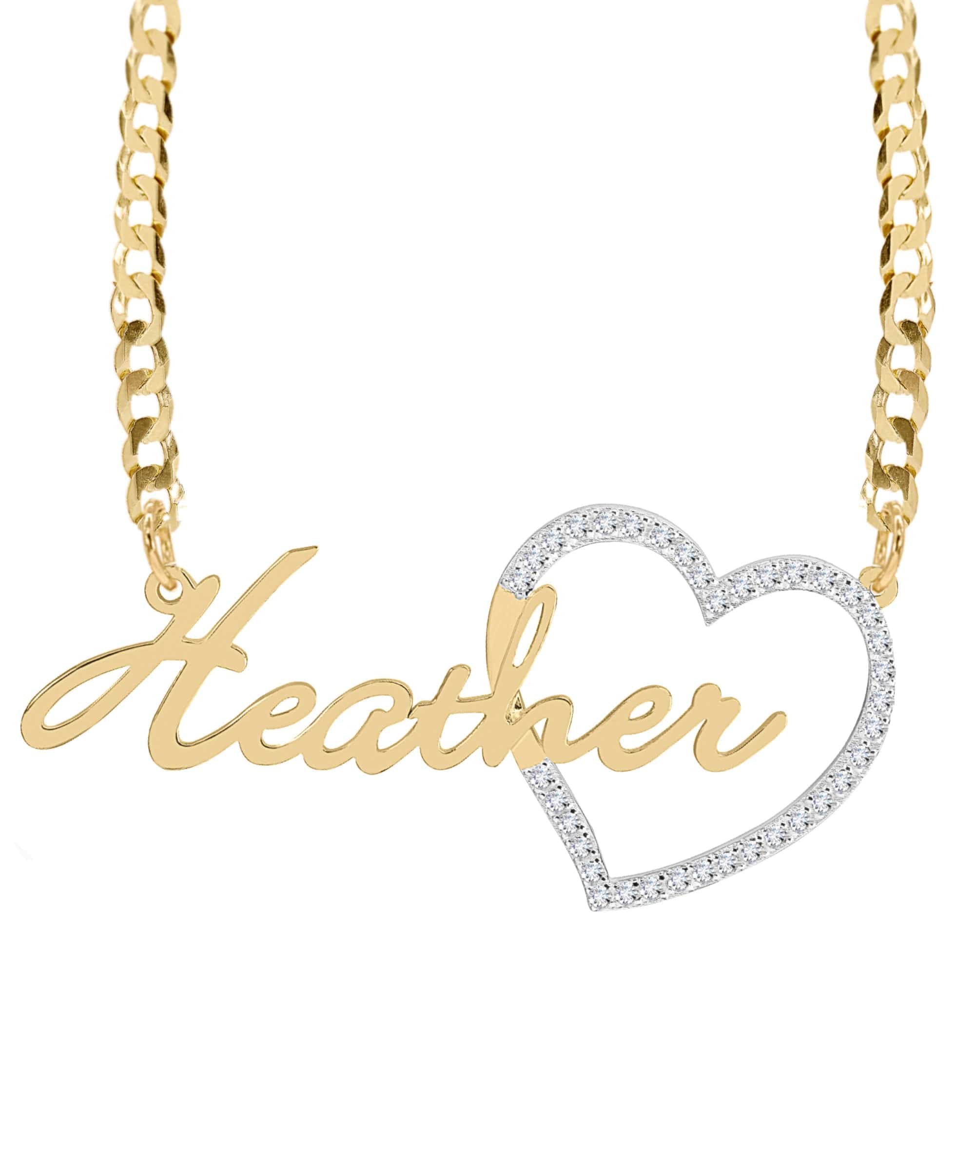 Iced Out Heart Nameplate Necklace