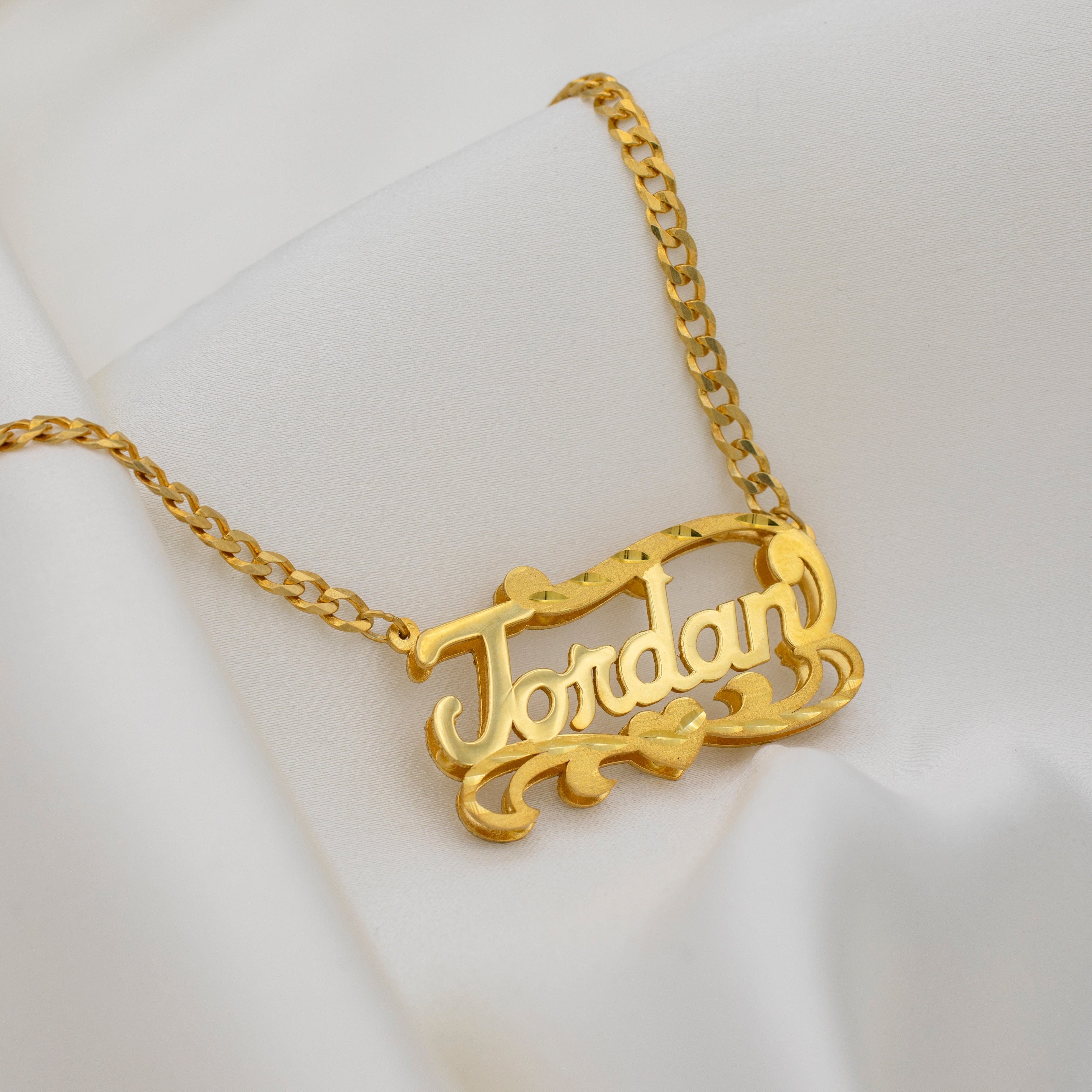 Kids Double Plated Name Necklace with Cuban Chain
