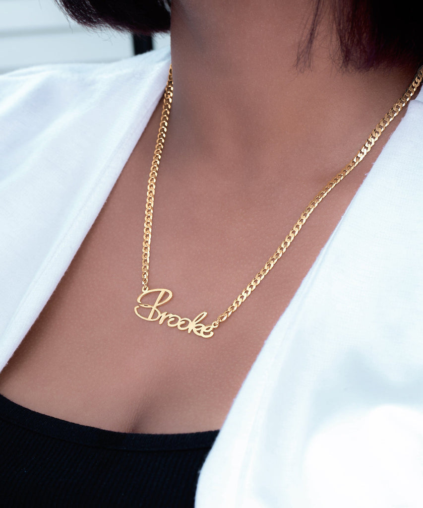 Large Script Name Necklace / Extra‐Large Nameplate Necklace / Large online Size Sterling Silver Custom made Name Chain