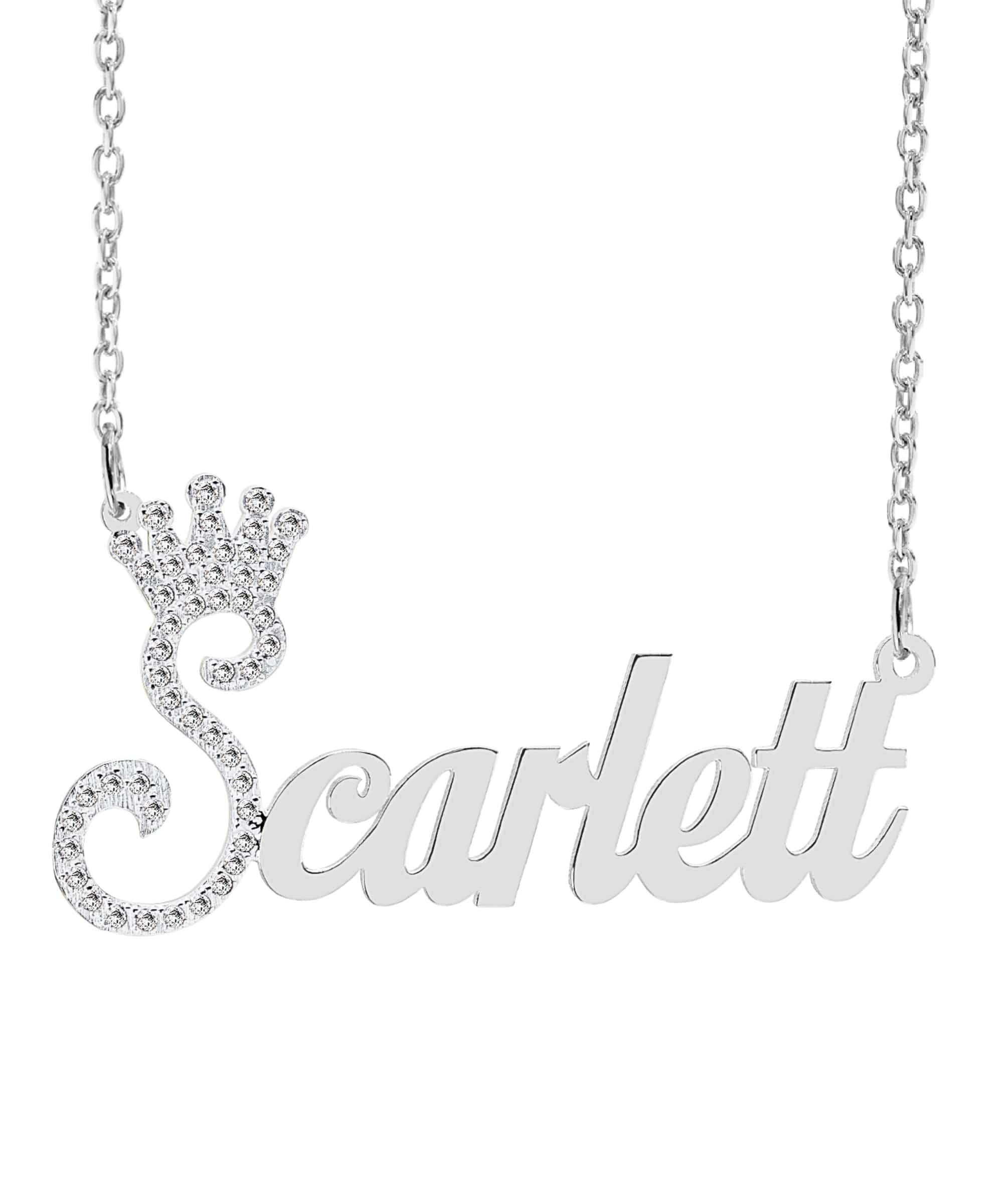 Iced Out Nameplate Necklace with Link Chain