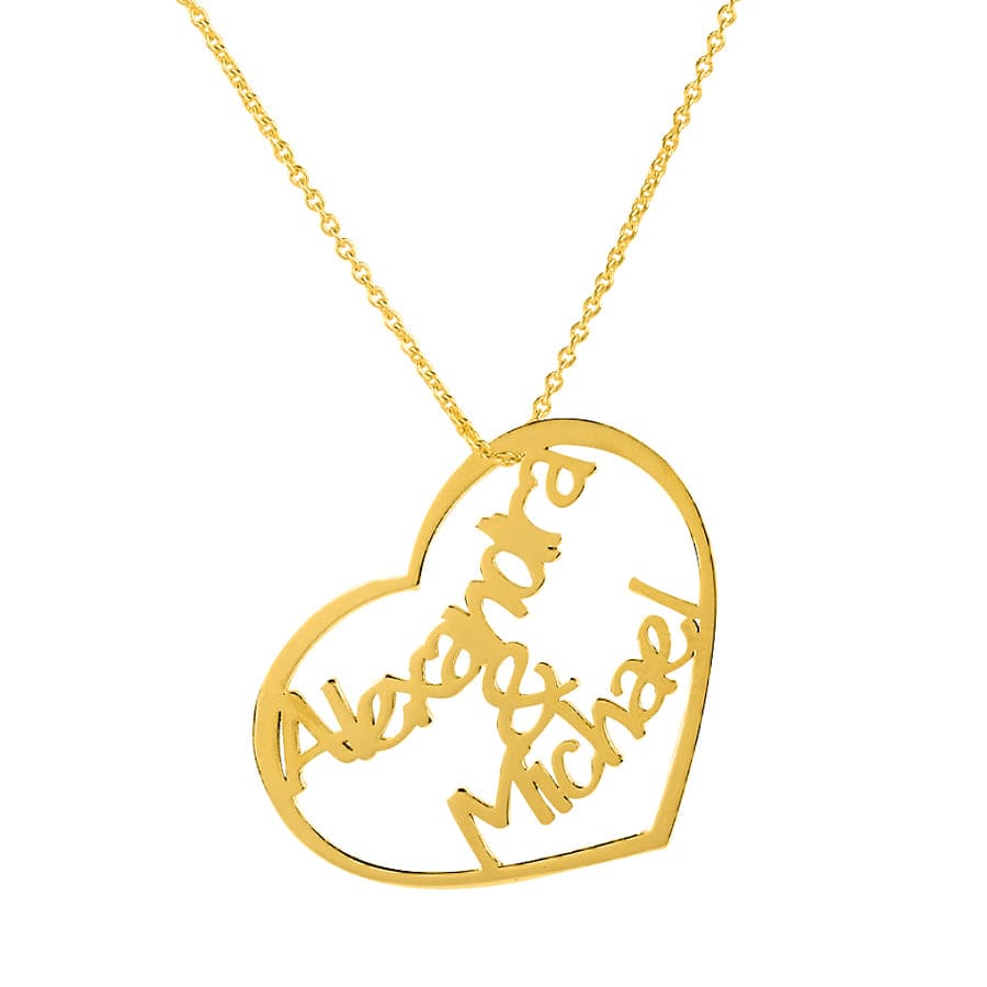 Couples Names Necklace with Heart