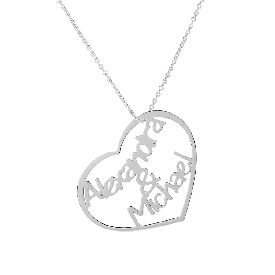 Couples Names Necklace with Heart