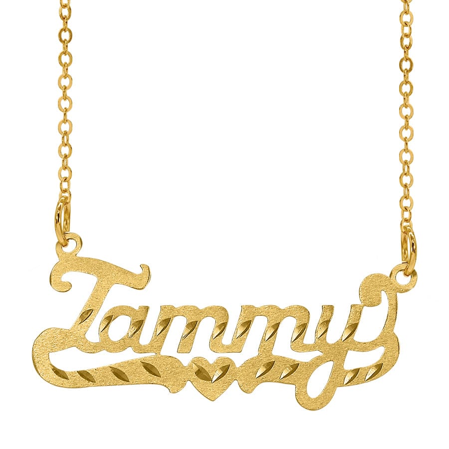Gold Plated / Link Chain Kids Script Name Necklace with Diamond Cut Finish