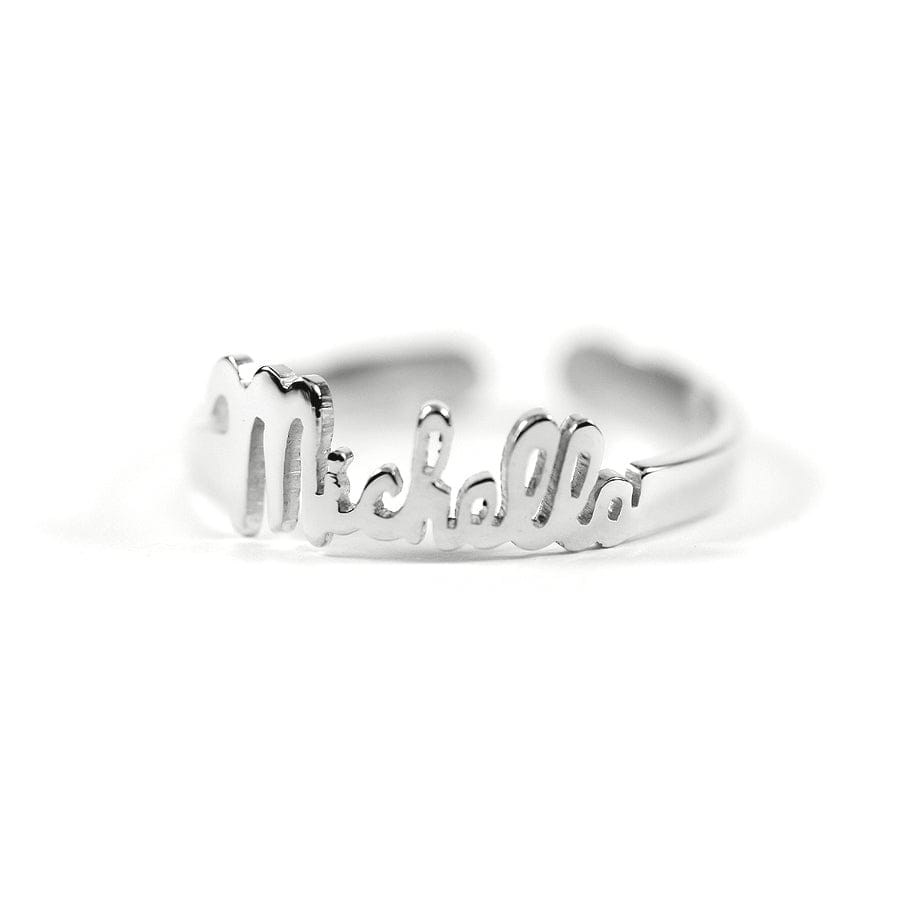 Silver Plated Script Name Ring