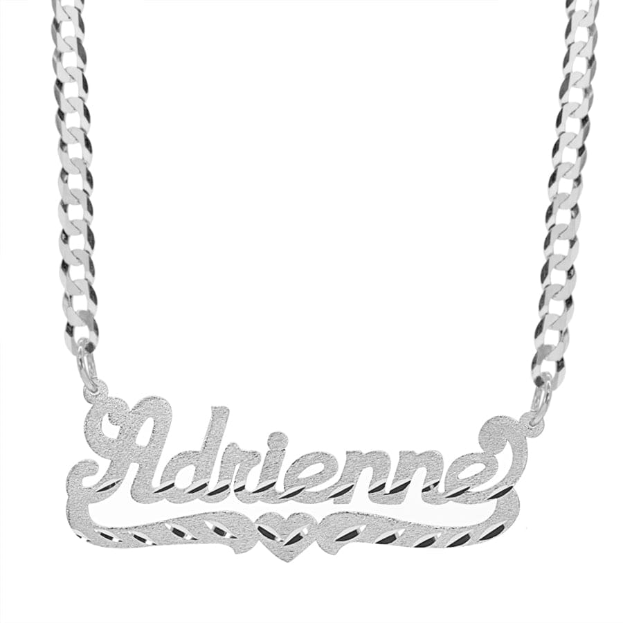 Sterling Silver / Cuban Chain Kids Script Name Necklace with Diamond Cut Finish