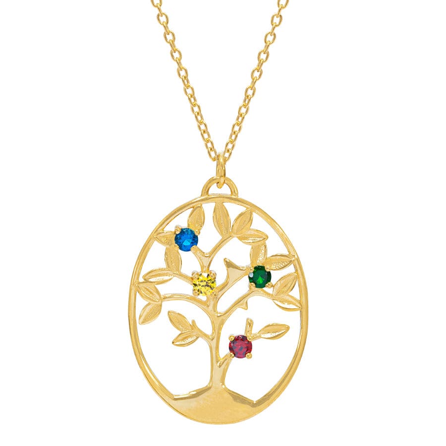 Style 1 / 14K Gold over silver Family Birthstones Pendant
