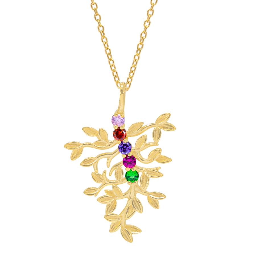 Style 2 / 14K Gold over silver Family Birthstones Pendant