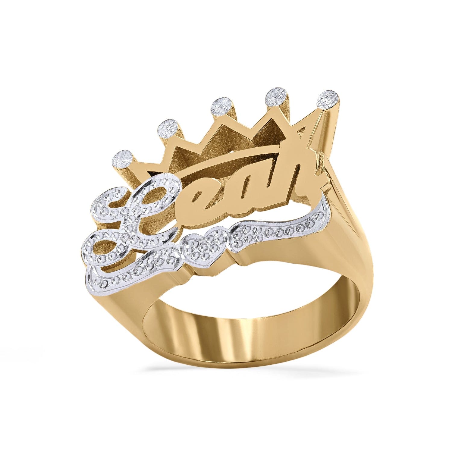Script Name Ring with Crown